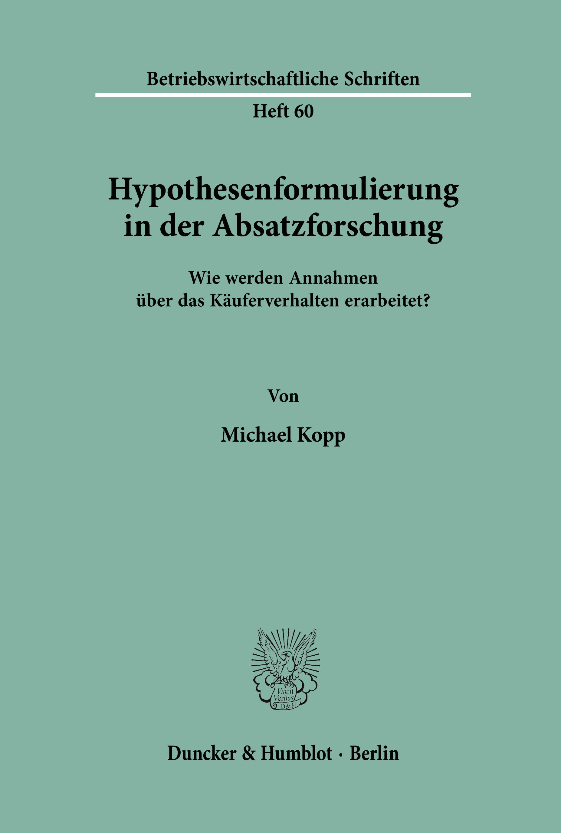 Vorderes Coverbild Hypothesenformulierung in der Absatzforschung.