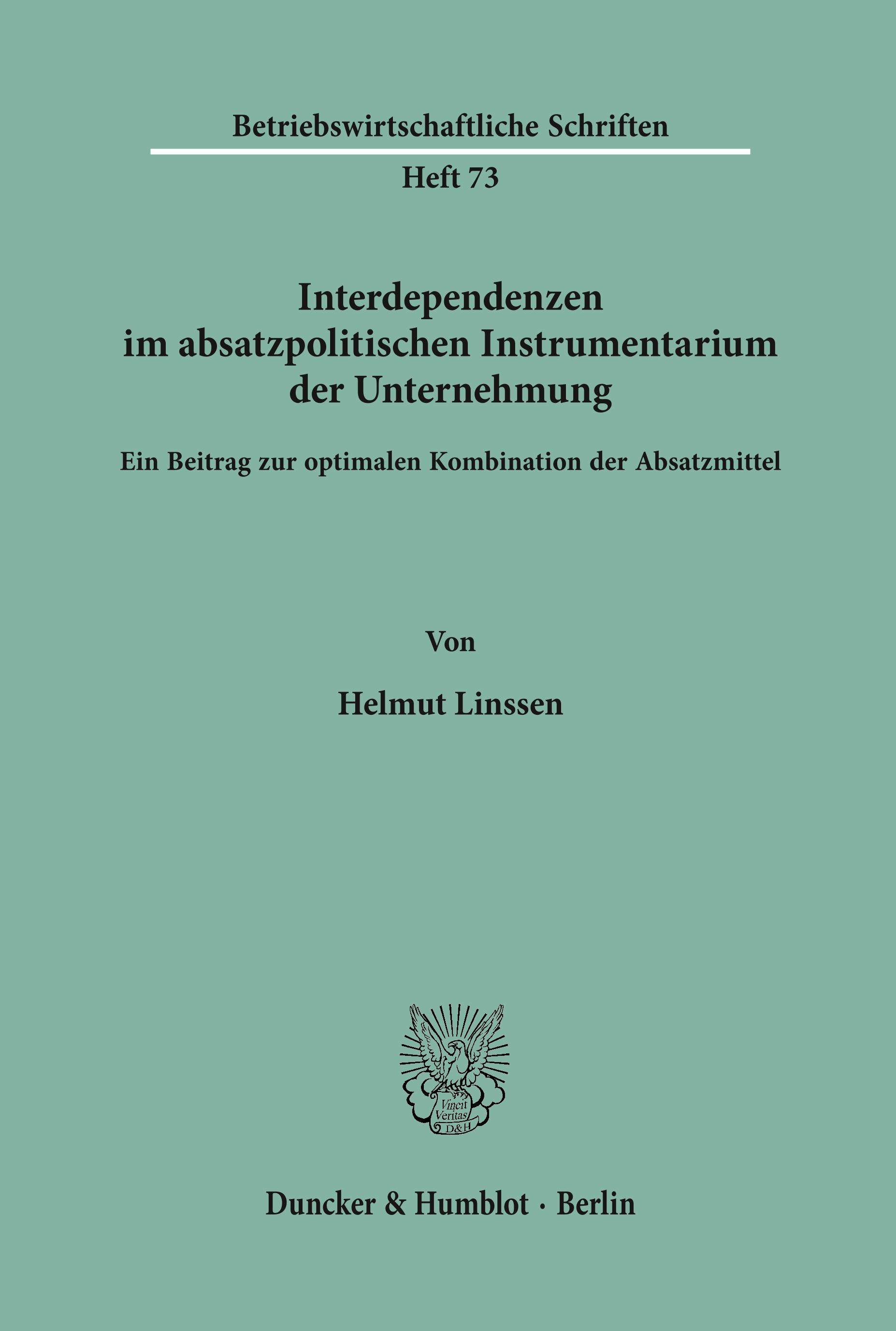 Vorderes Coverbild Interdependenzen im absatzpolitischen Instrumentarium der Unternehmung.
