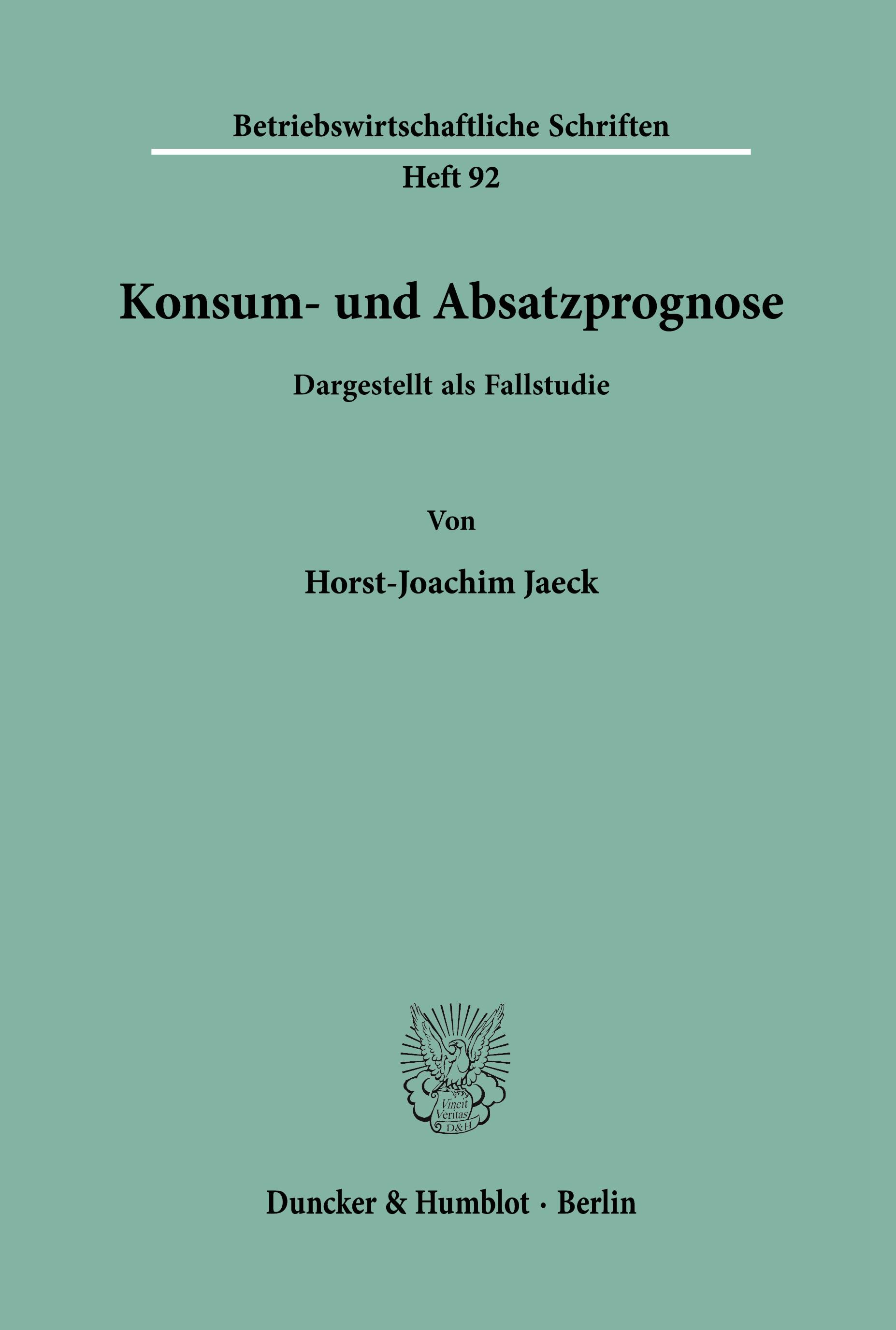 Vorderes Coverbild Konsum- und Absatzprognose.