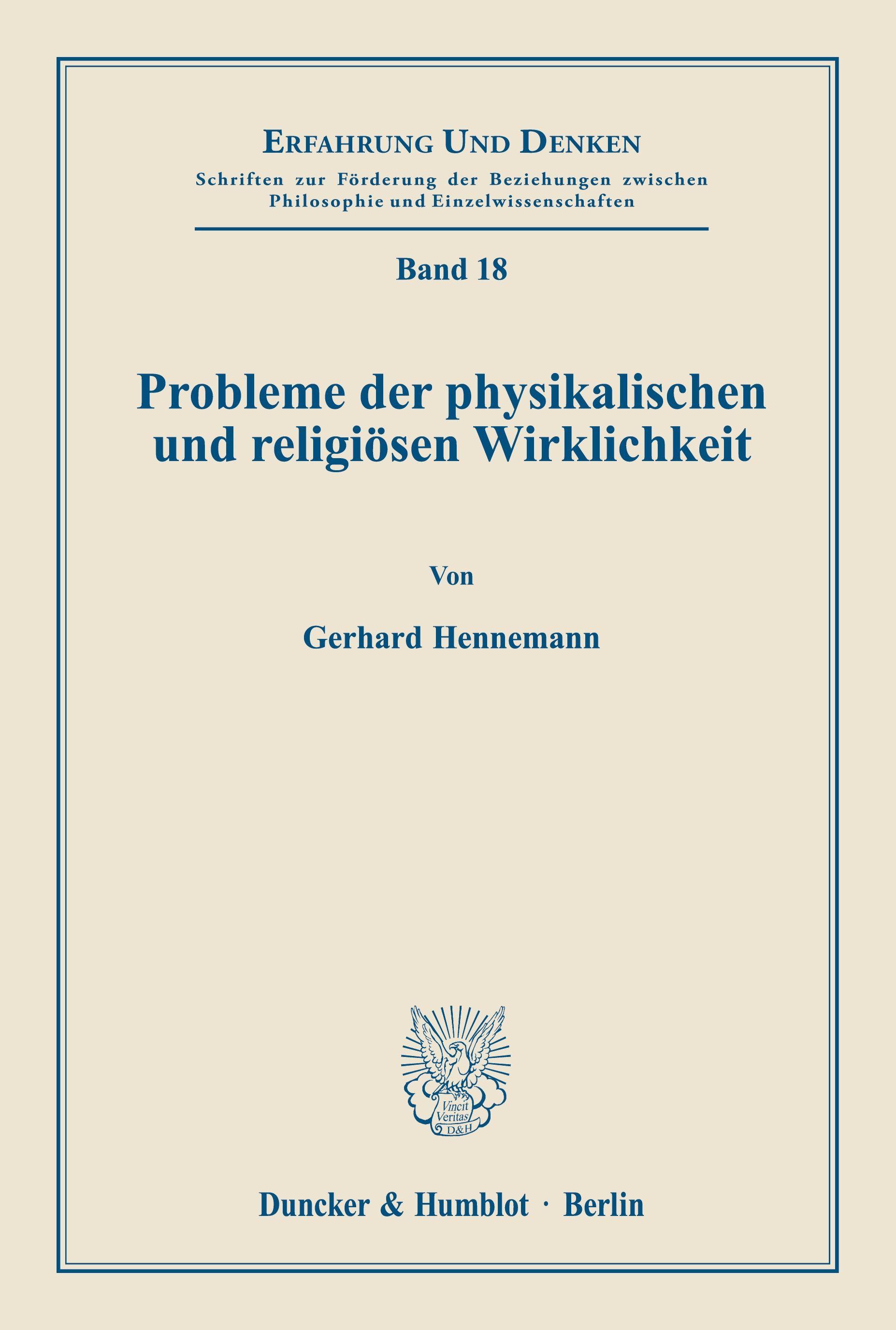 Vorderes Coverbild Probleme der physikalischen und religiösen Wirklichkeit.