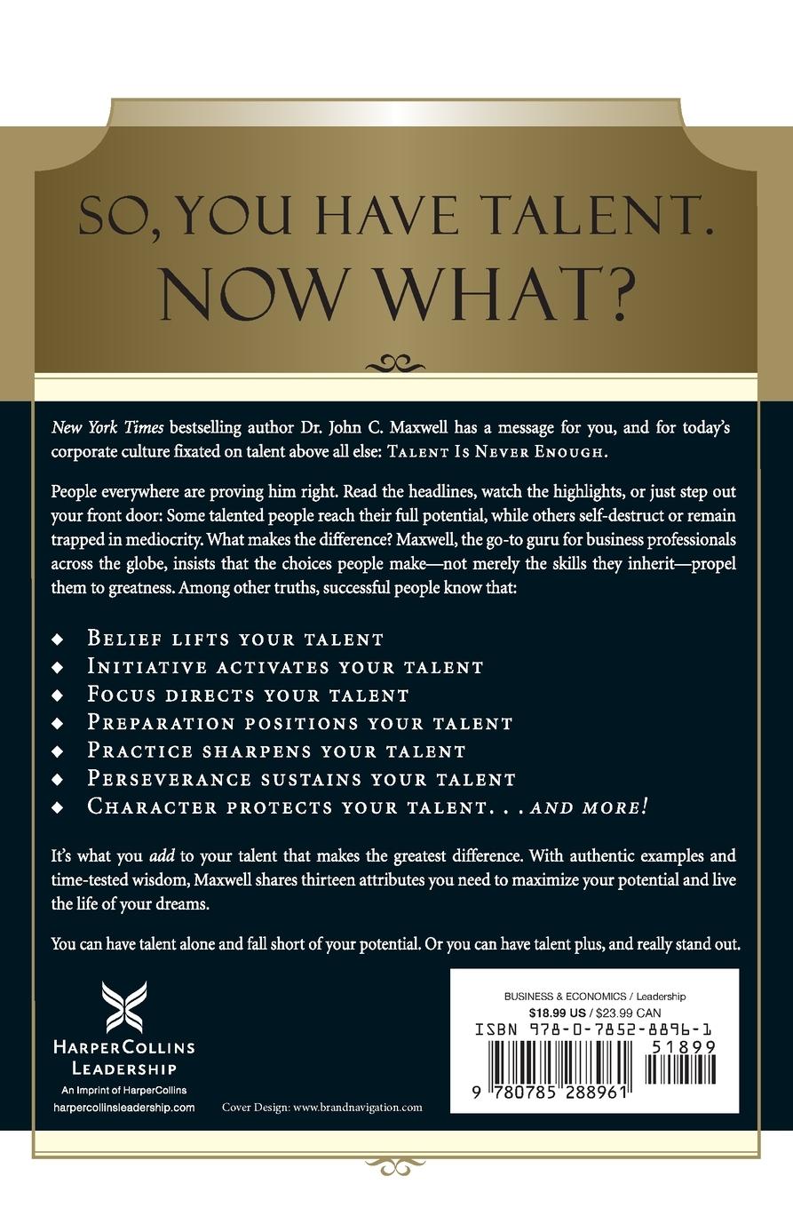 Rückseitencover Talent Is Never Enough