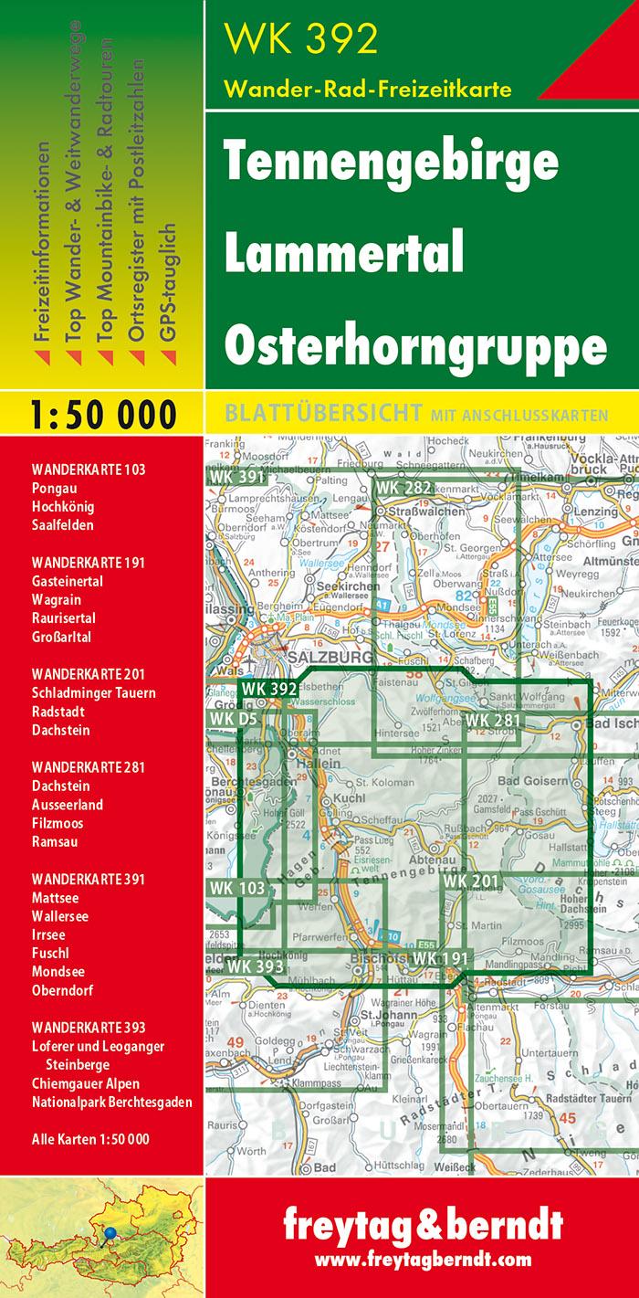 Rückseitencover Tennengebirge, Lammertal, Gosaukamm 1 : 50 000. WK 392