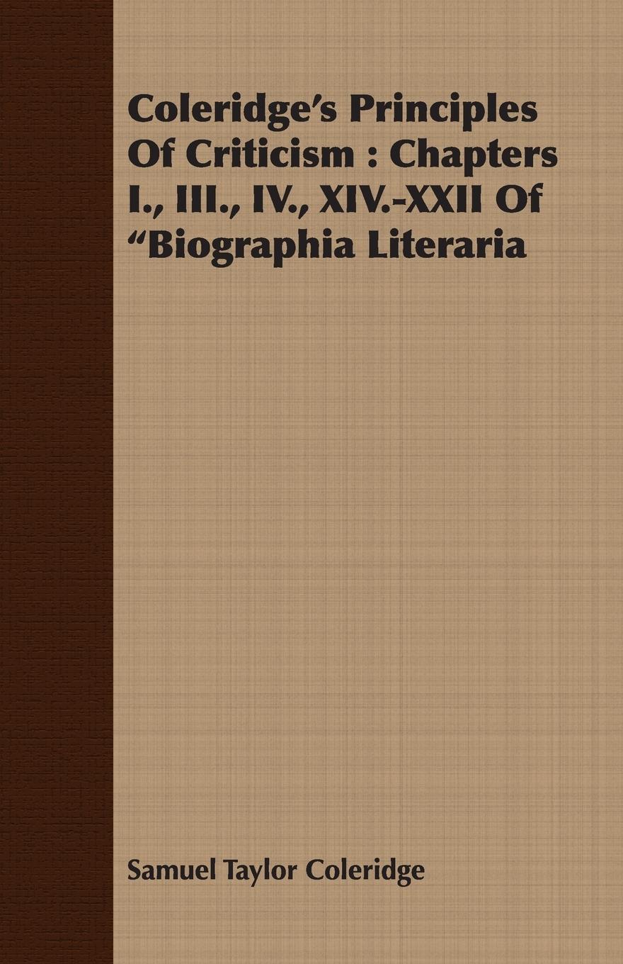 Vorderes Coverbild Coleridge's Principles of Criticism