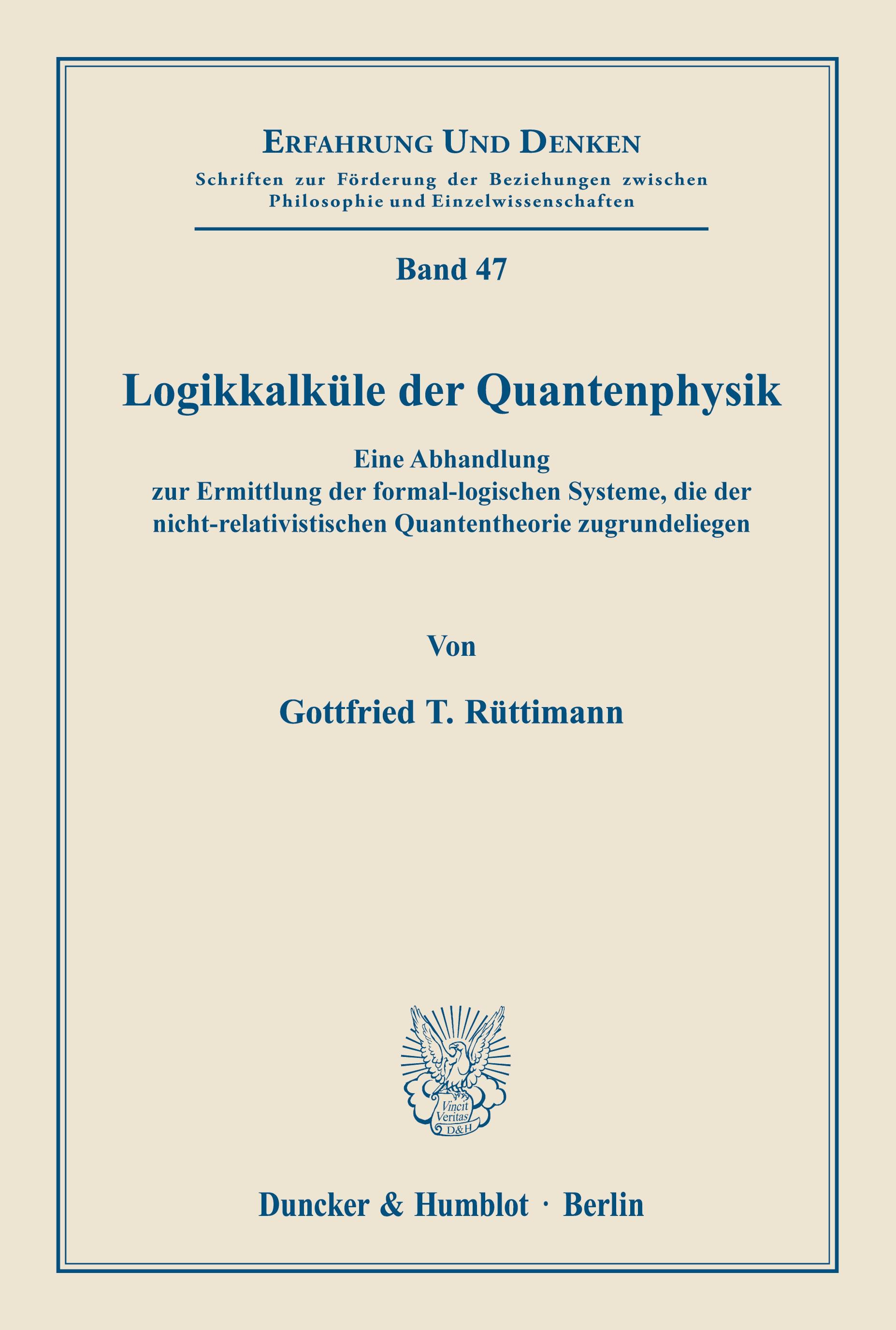 Vorderes Coverbild Logikkalküle der Quantenphysik.