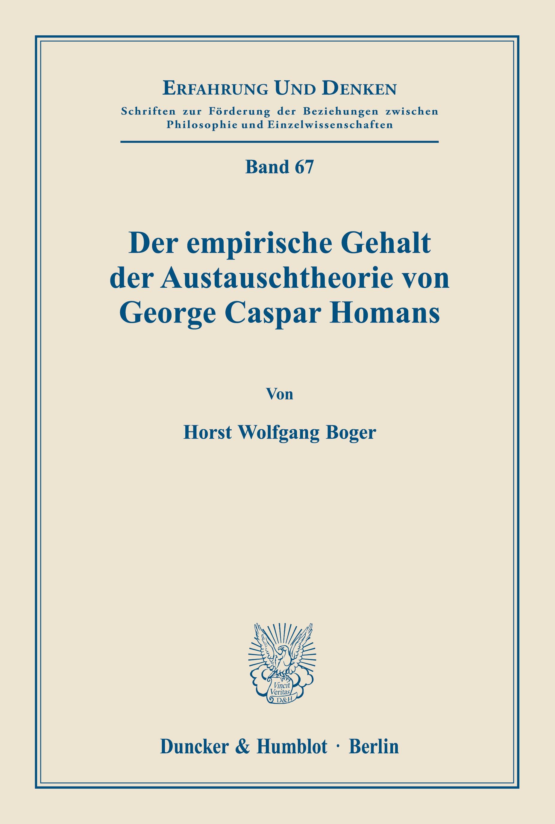 Vorderes Coverbild Der empirische Gehalt der Austauschtheorie von George Caspar Homans.