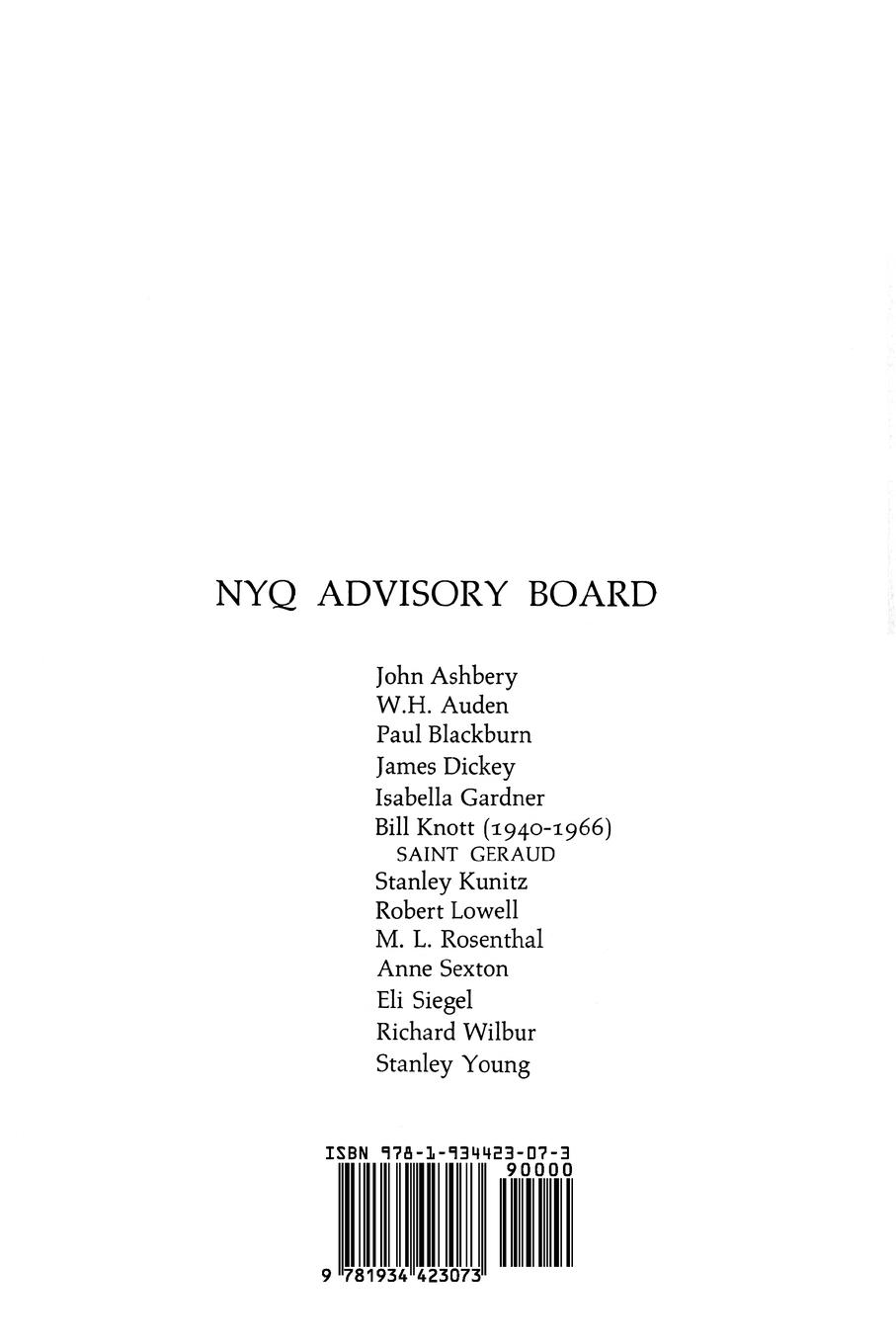 Rückseitencover The New York Quarterly, Number 7