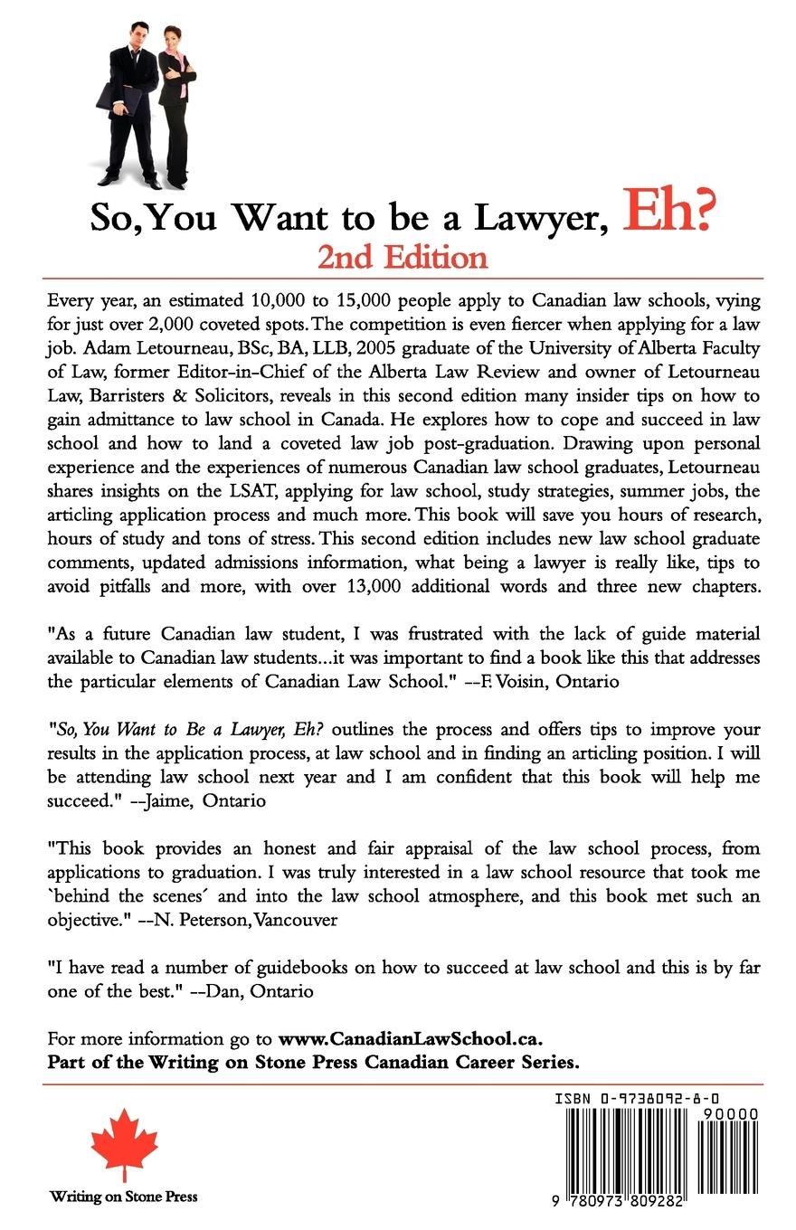 Rückseitencover So, You Want to Be a Lawyer, Eh? Law School in Canada, 2nd Edition