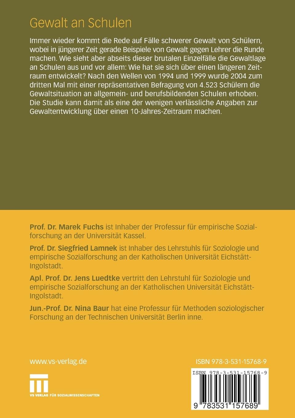 Rückseitencover Gewalt an Schulen