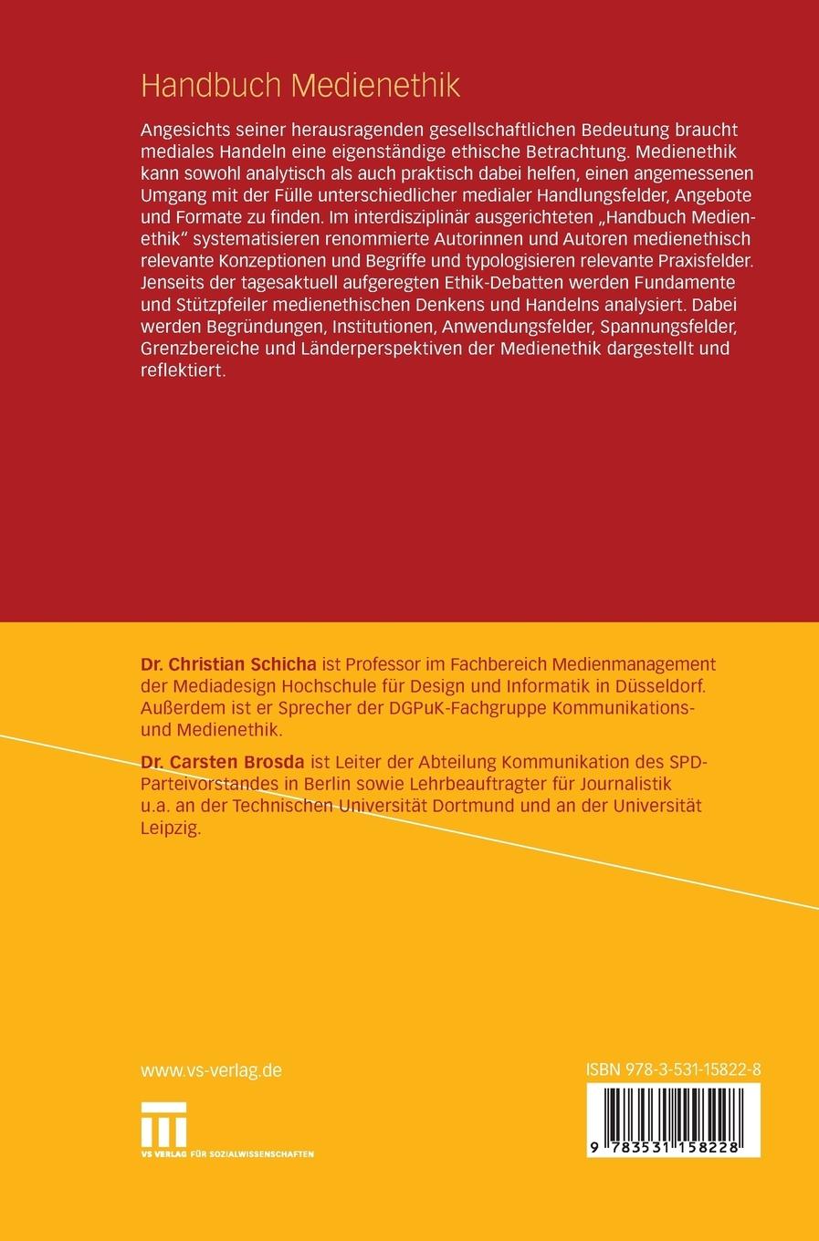 Rückseitencover Handbuch Medienethik