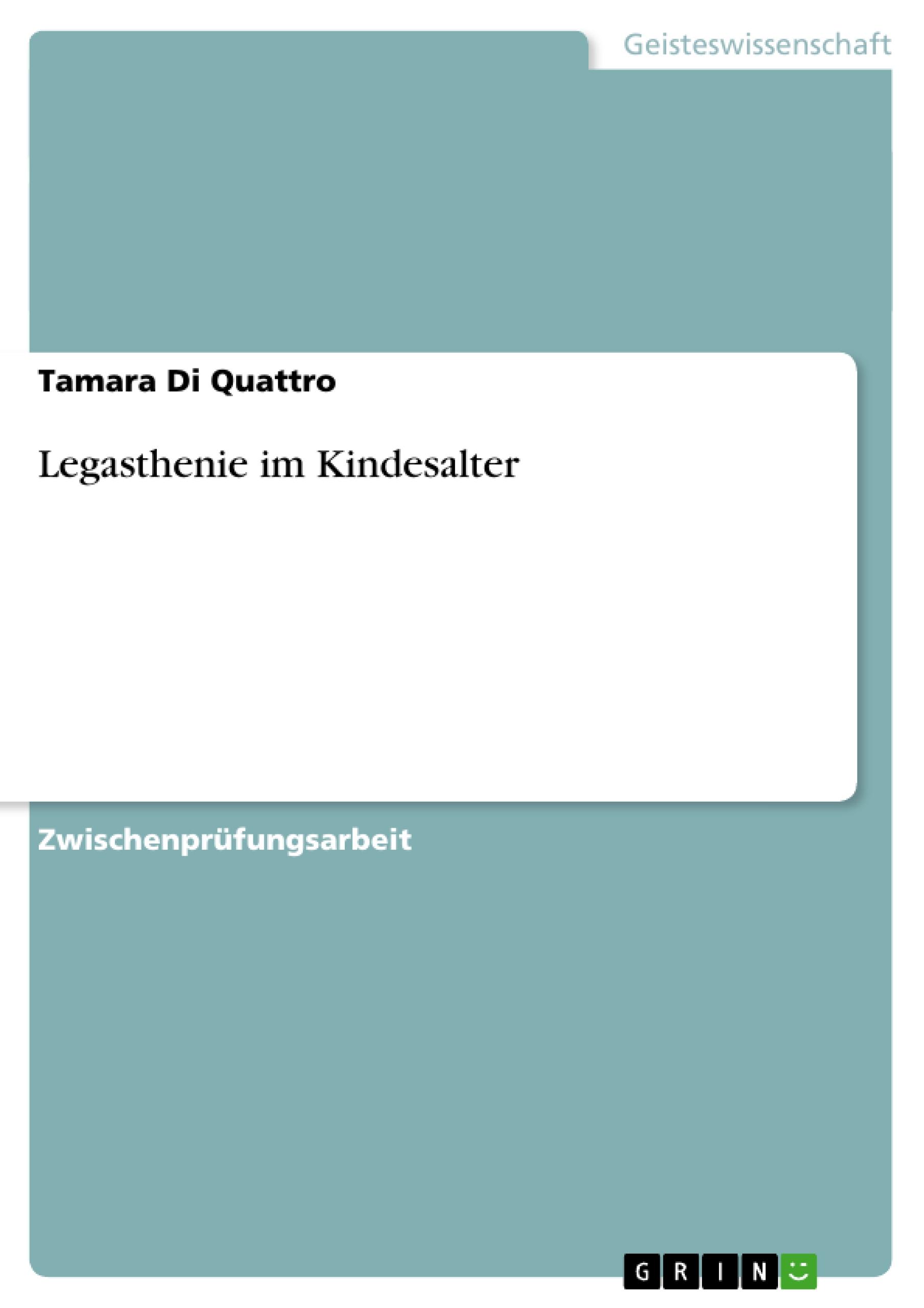 Vorderes Coverbild Legasthenie im Kindesalter
