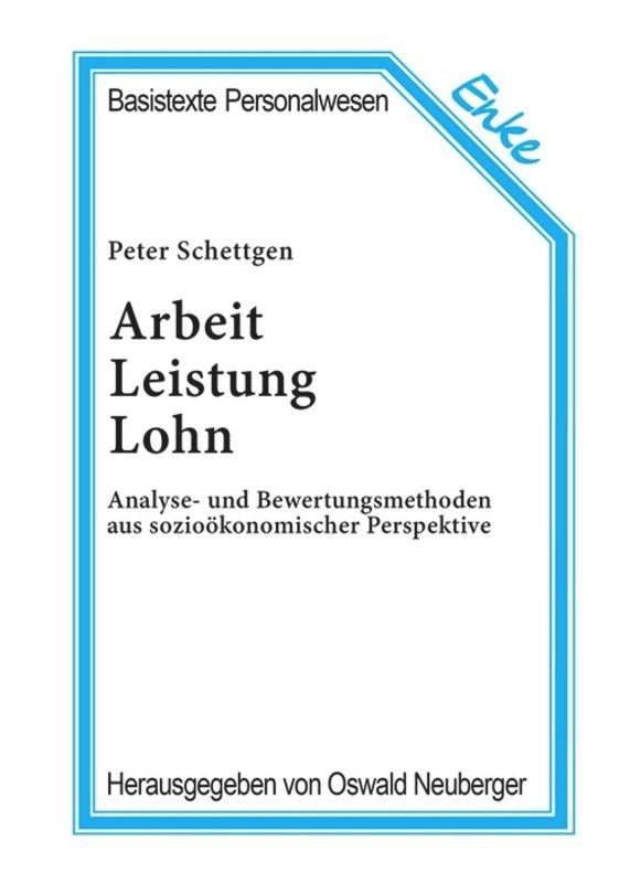Vorderes Coverbild Arbeit, Leistung, Lohn