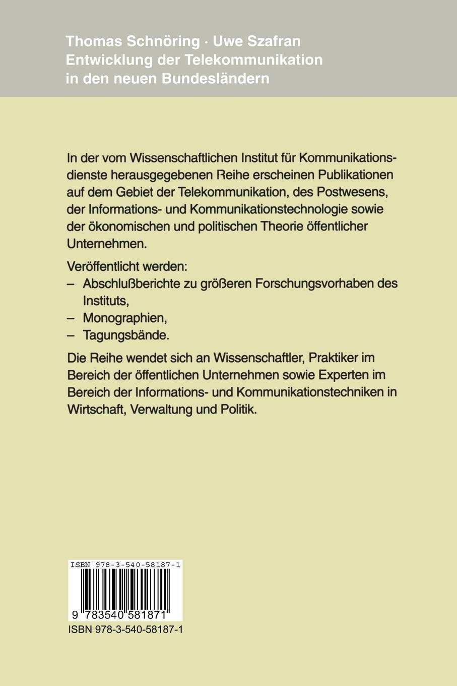Rückseitencover Entwicklung der Telekommunikation in den neuen Bundesländern