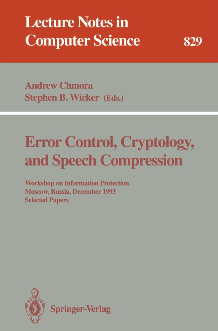 Vorderes Coverbild Error Control, Cryptology, and Speech Compression