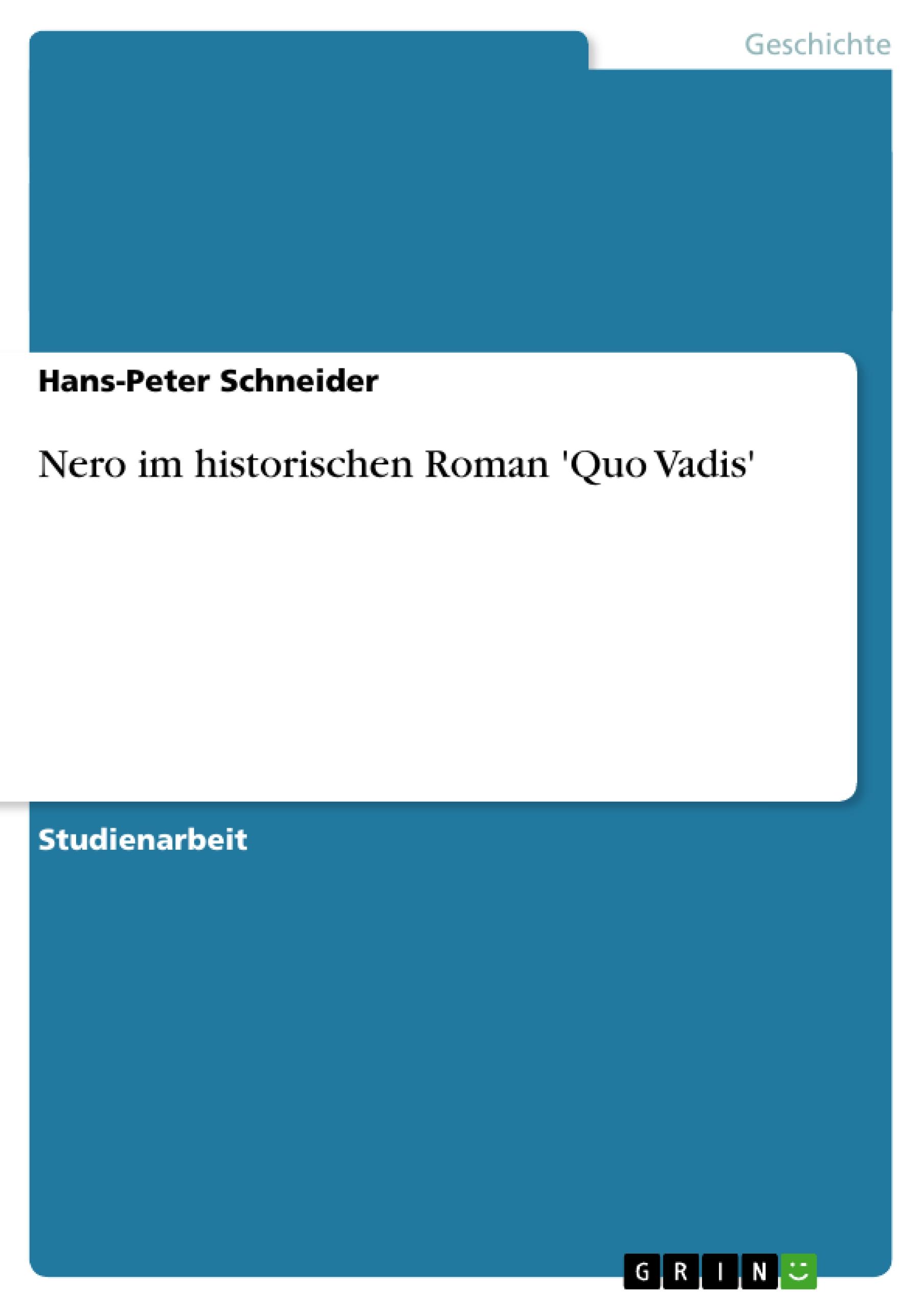 Vorderes Coverbild Nero im historischen Roman 'Quo Vadis'
