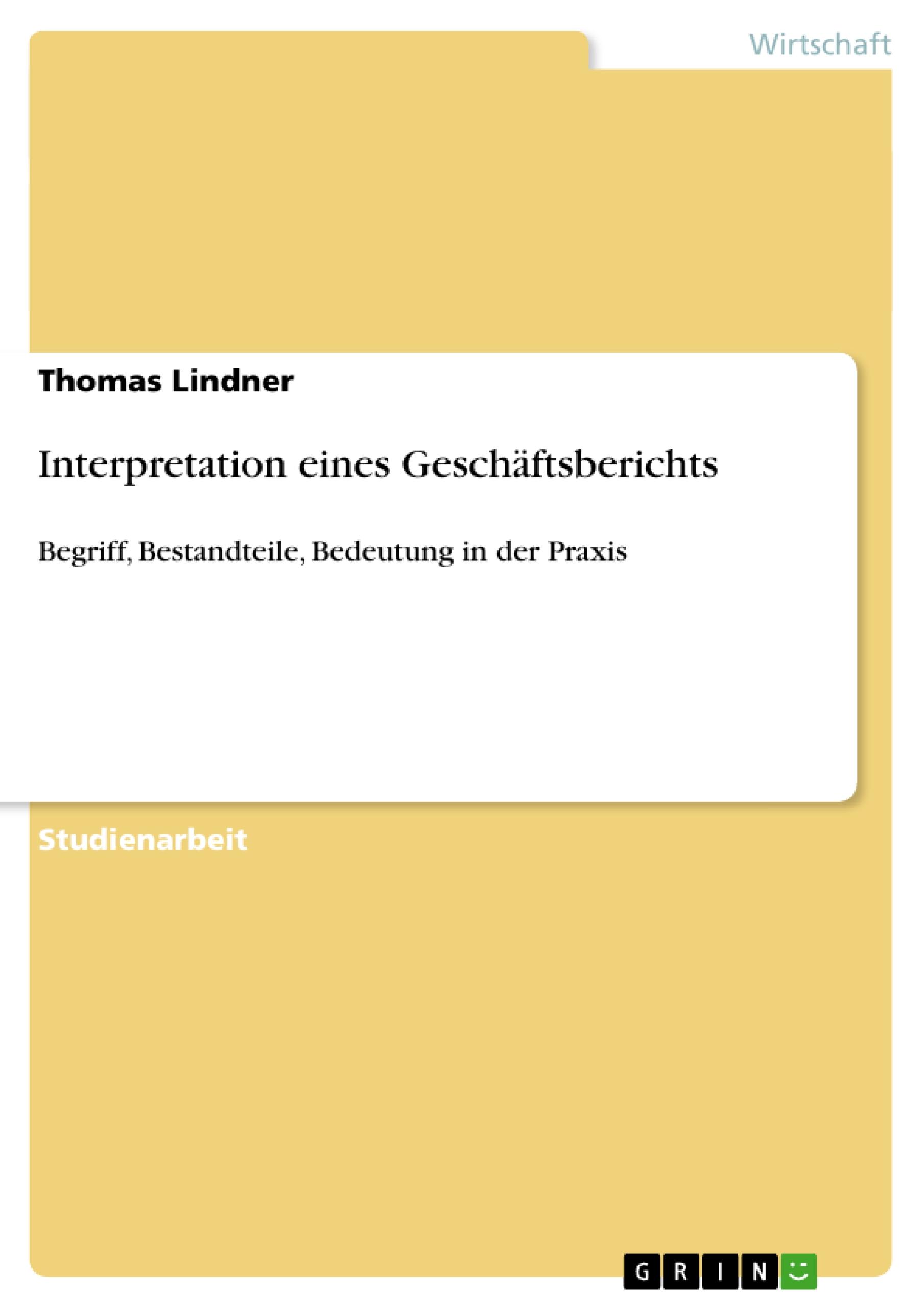 Vorderes Coverbild Interpretation eines Geschäftsberichts