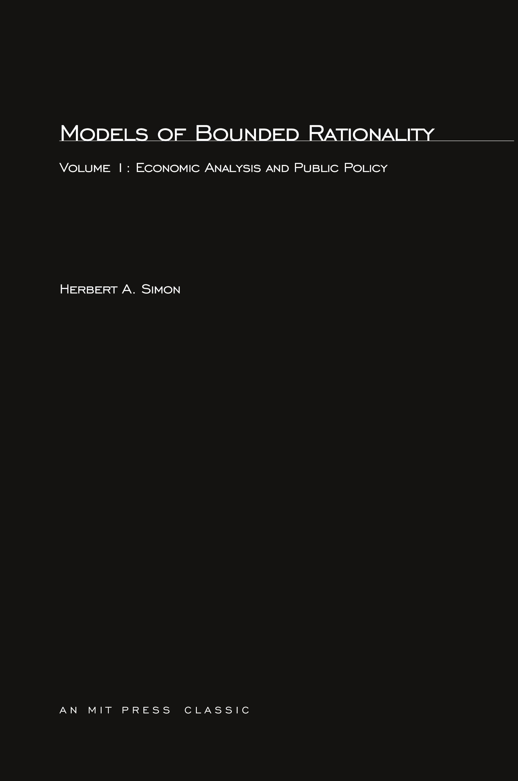 Vorderes Coverbild Models of Bounded Rationality, Volume 1