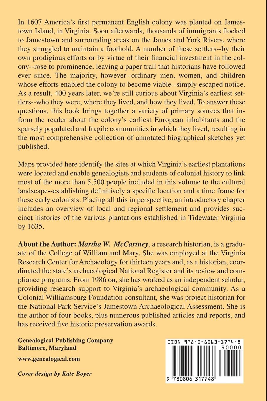 Rückseitencover Virginia Immigrants and Adventurers, 1607-1635