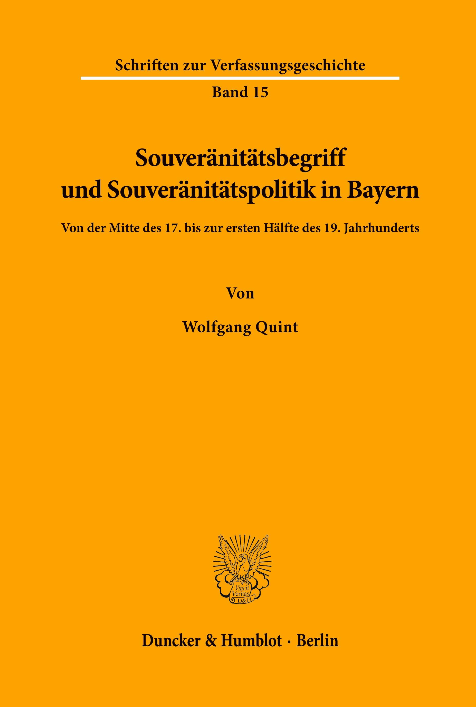 Vorderes Coverbild Souveränitätsbegriff und Souveränitätspolitik in Bayern.