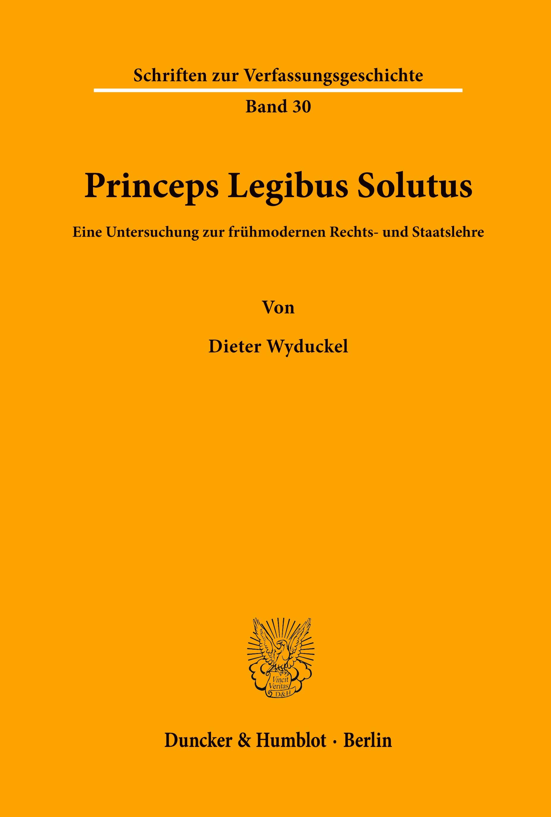 Vorderes Coverbild Princeps Legibus Solutus.