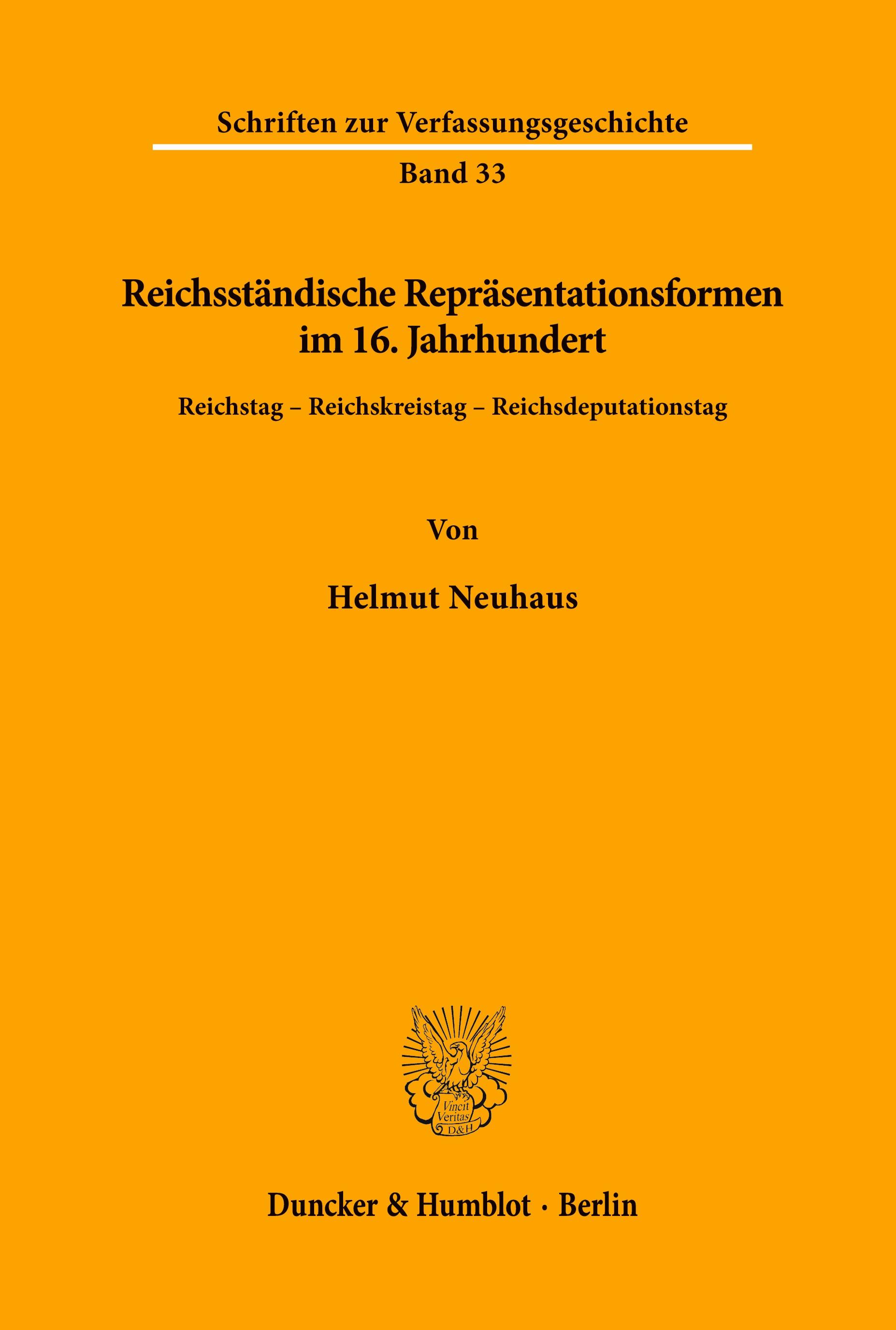 Vorderes Coverbild Reichsständische Repräsentationsformen im 16. Jahrhundert.