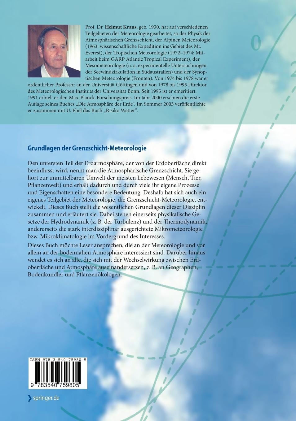 Rückseitencover Grundlagen der Grenzschicht-Meteorologie
