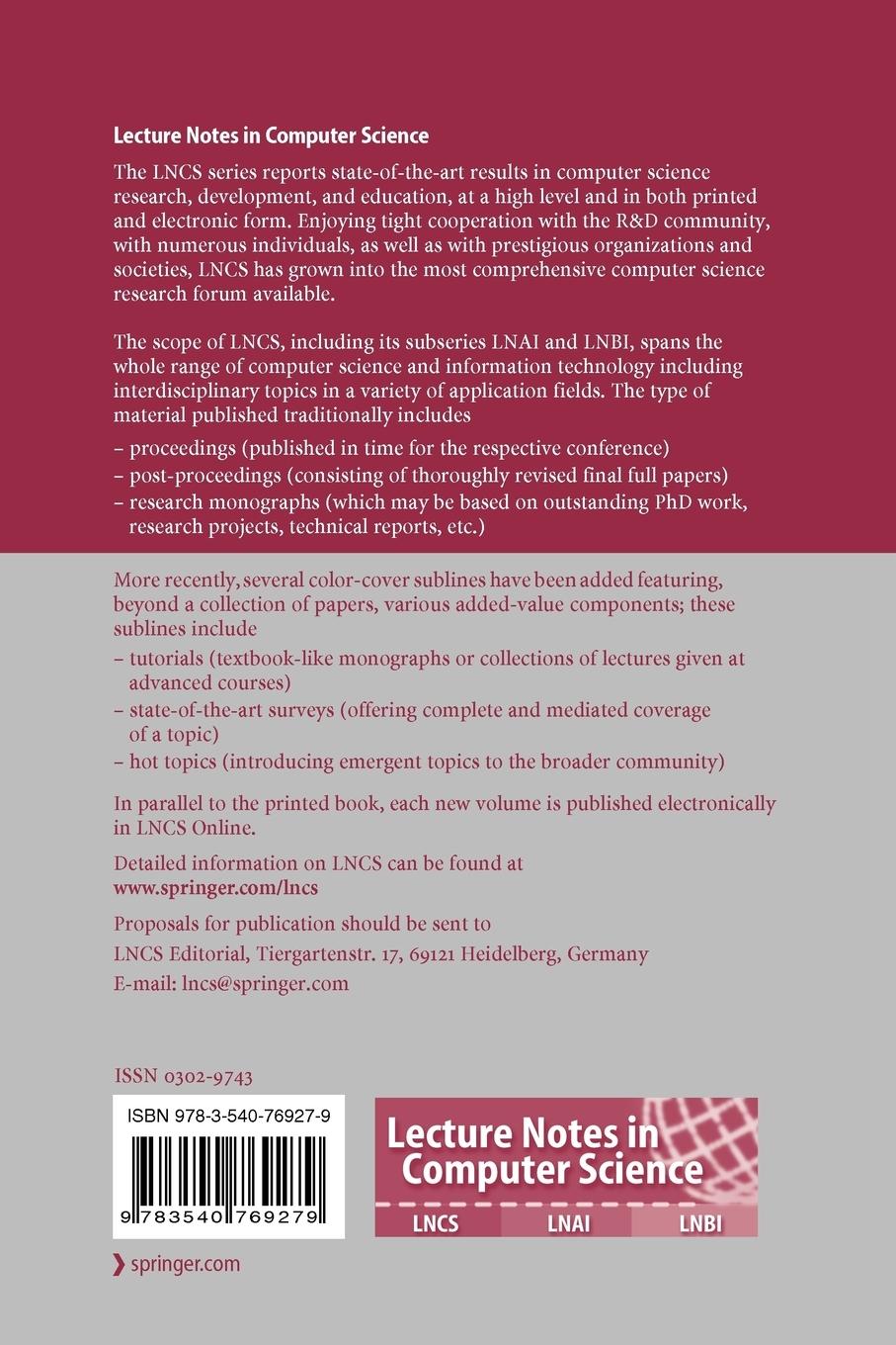 Rückseitencover Advances in Computer Science - ASIAN 2007. Computer and Network Security