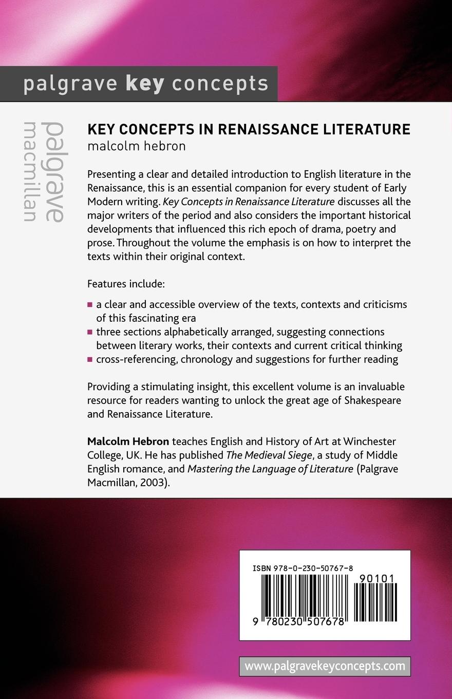 Rückseitencover Key Concepts in Renaissance Literature