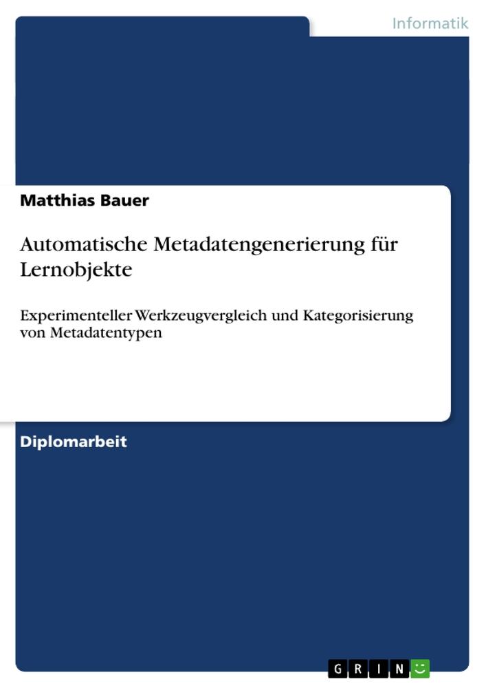 Vorderes Coverbild Automatische Metadatengenerierung für Lernobjekte
