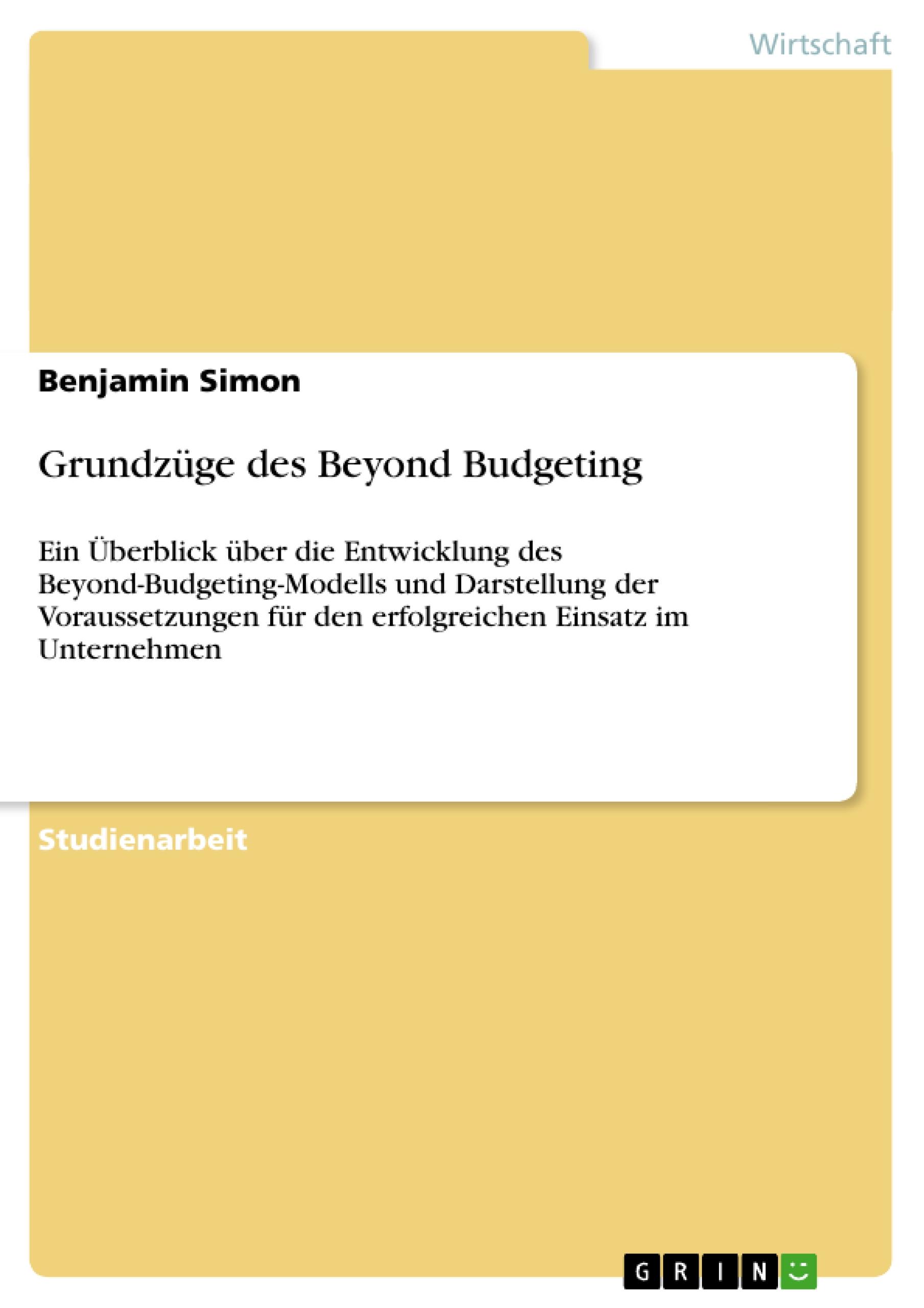 Vorderes Coverbild Grundzüge des Beyond Budgeting