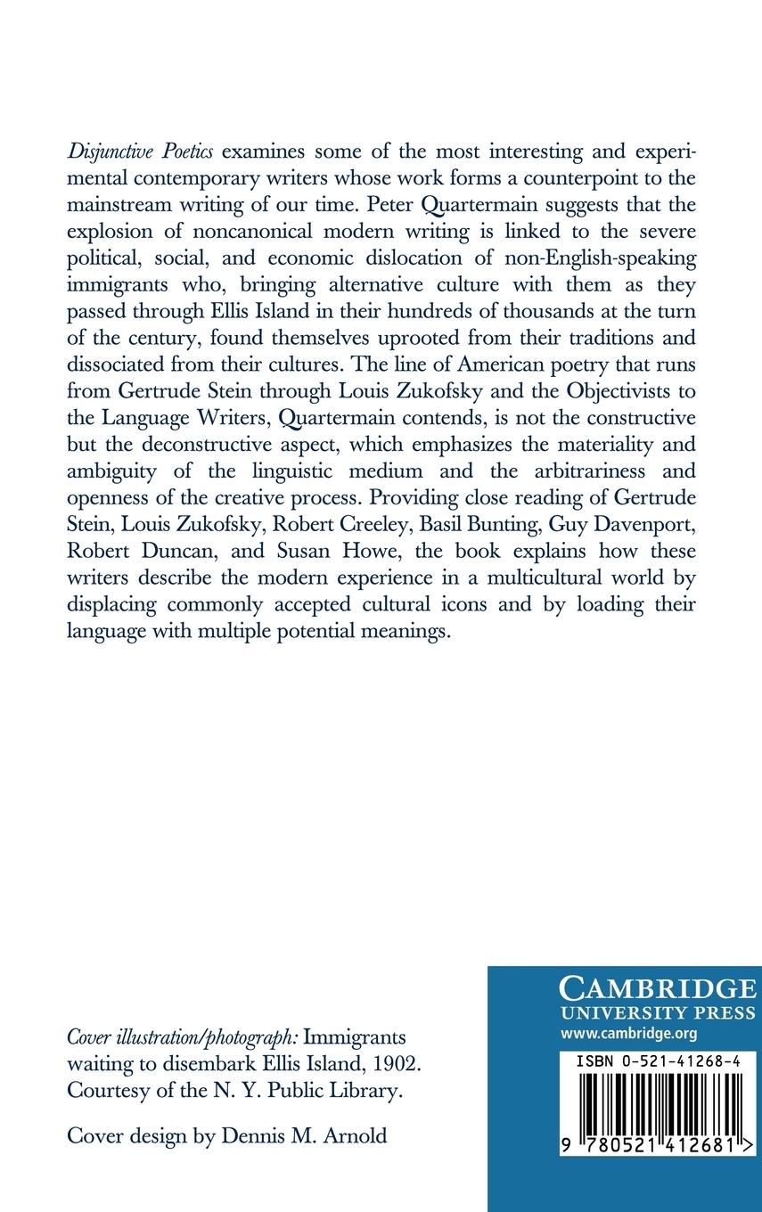 Rückseitencover Disjunctive Poetics