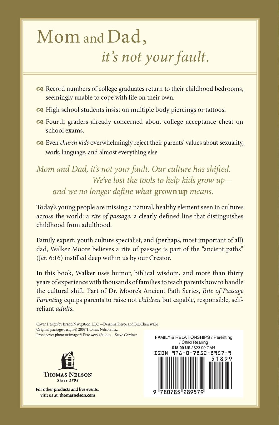 Rückseitencover Rite of Passage Parenting