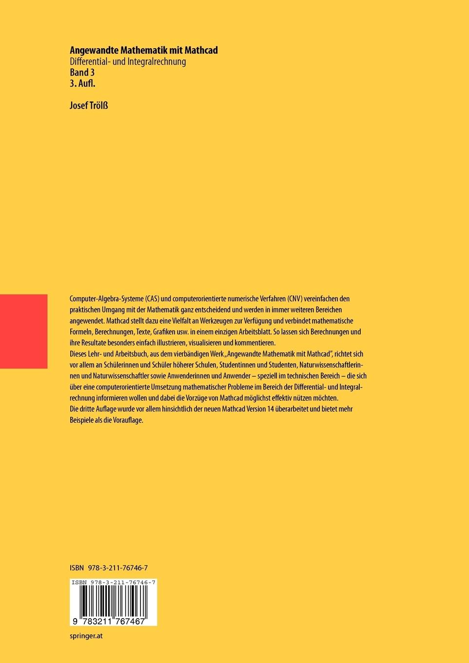 Rückseitencover Angewandte Mathematik mit Mathcad. Lehr- und Arbeitsbuch