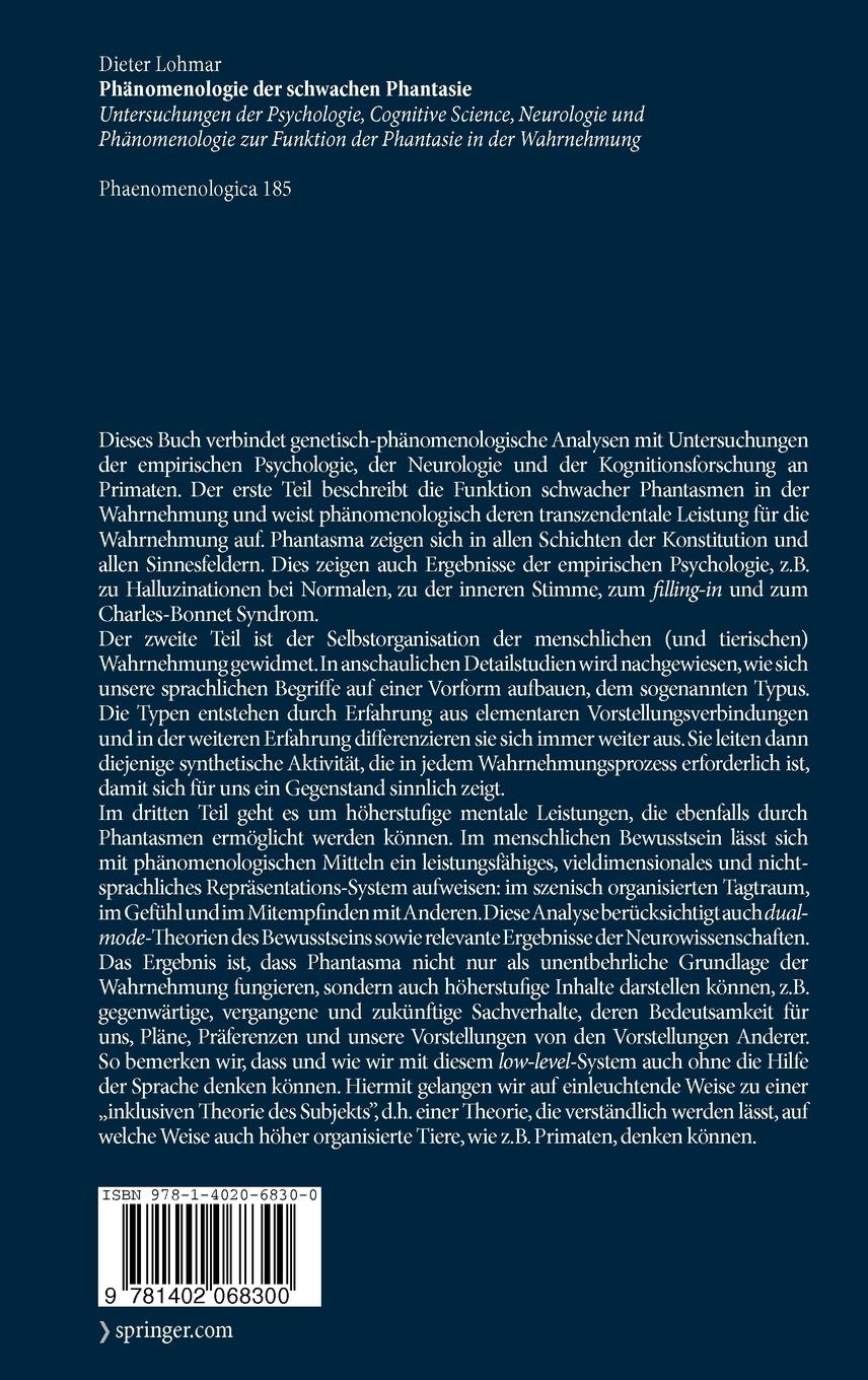 Rückseitencover Phänomenologie der schwachen Phantasie