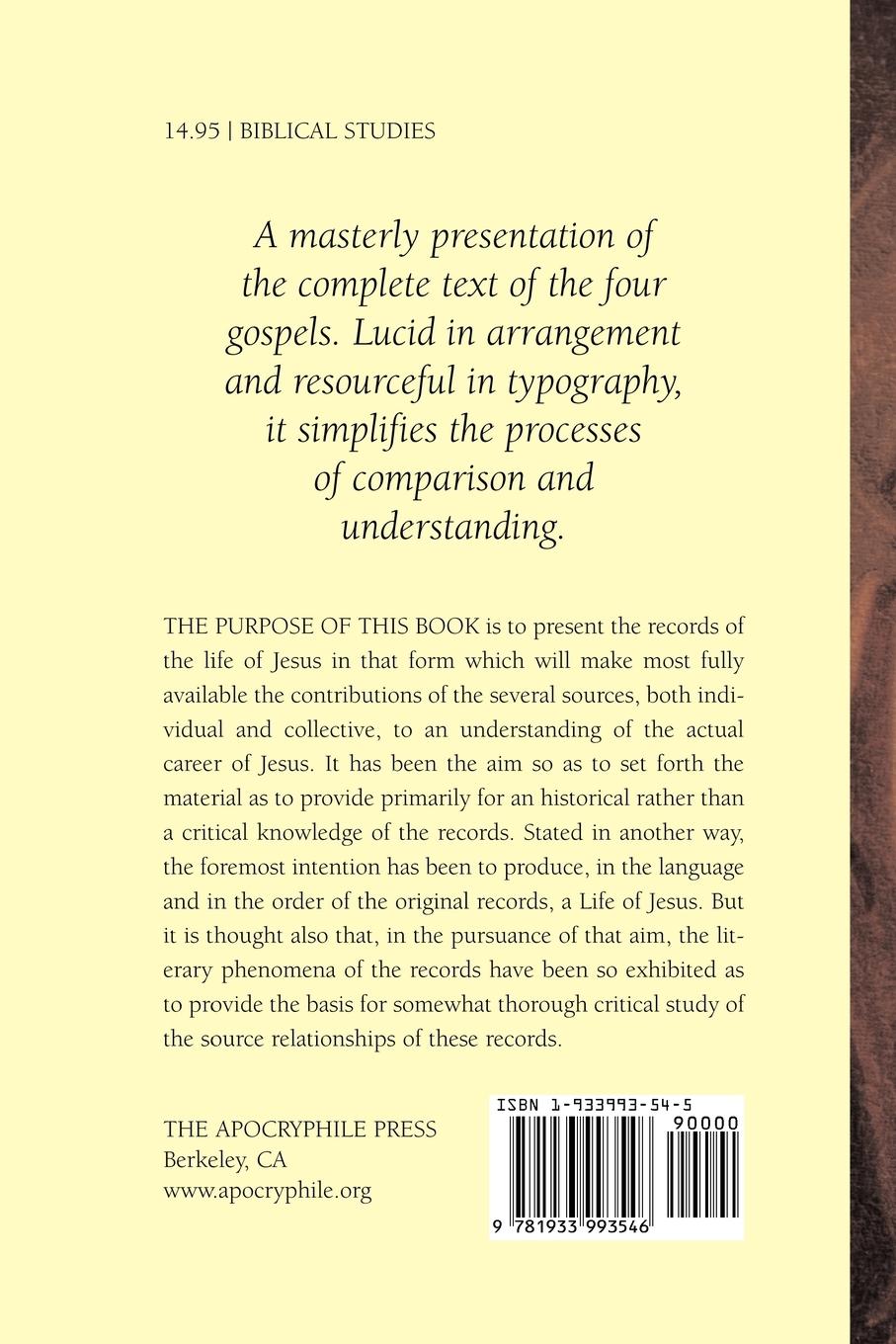 Rückseitencover Records of the Life of Jesus