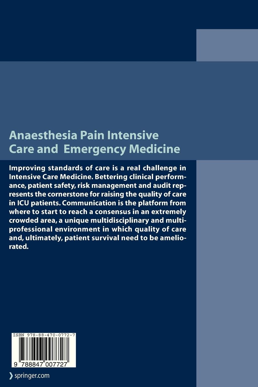 Rückseitencover Anaesthesia, Pain, Intensive Care and Emergency A.P.I.C.E.