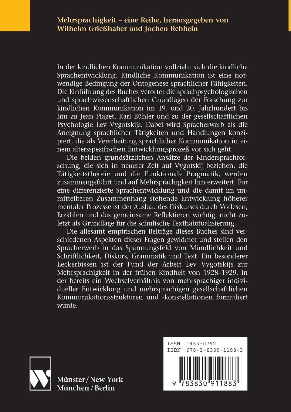 Rückseitencover Kindliche Kommunikation - einsprachig und mehrsprachig