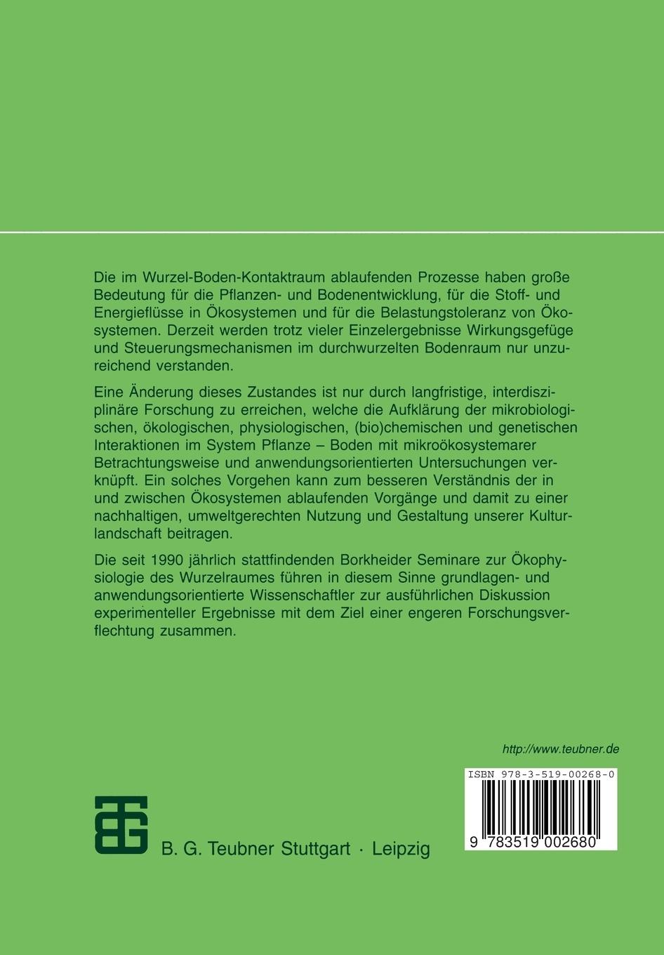 Rückseitencover Stoffumsatz im wurzelnahen Raum