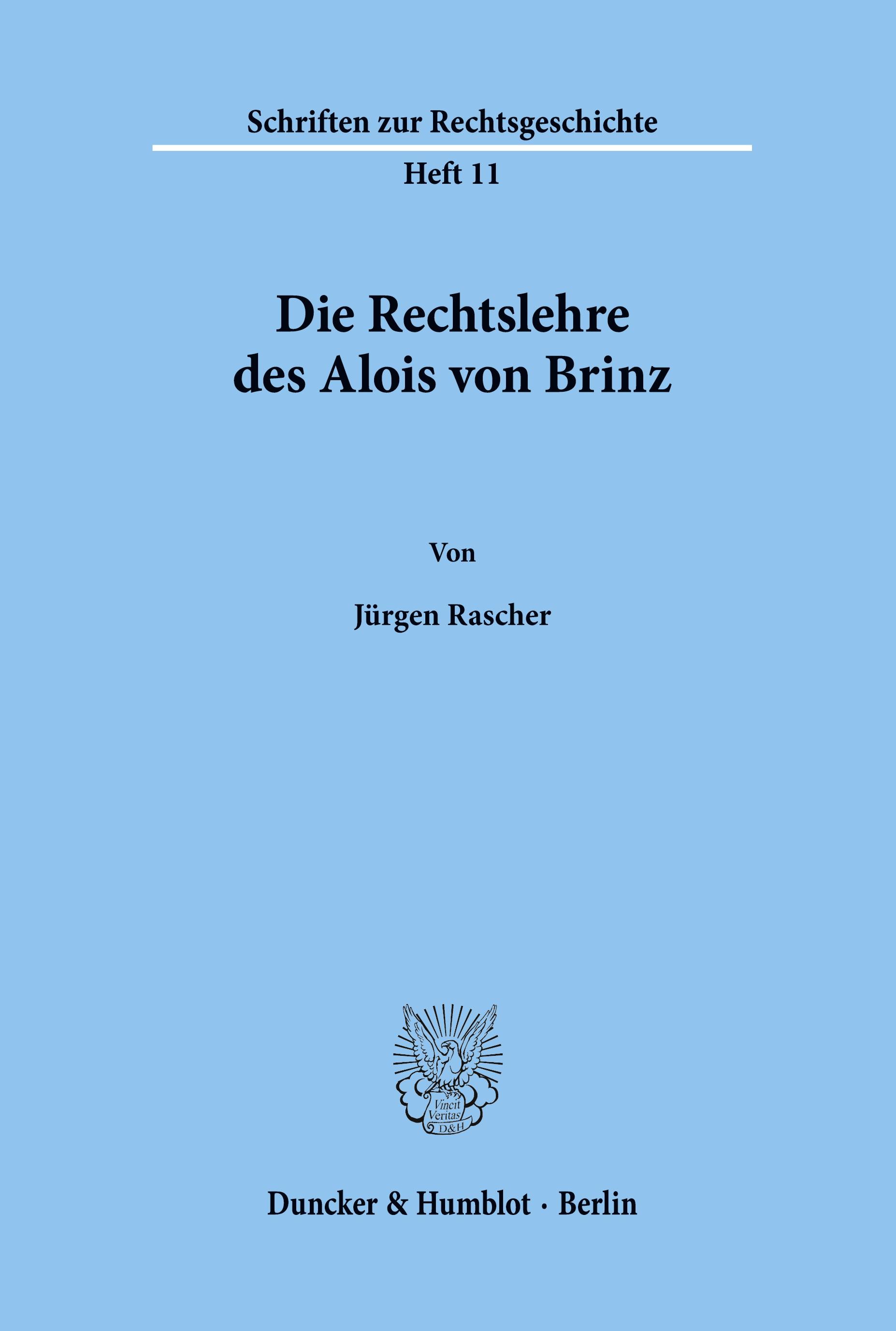 Vorderes Coverbild Die Rechtslehre des Alois von Brinz.