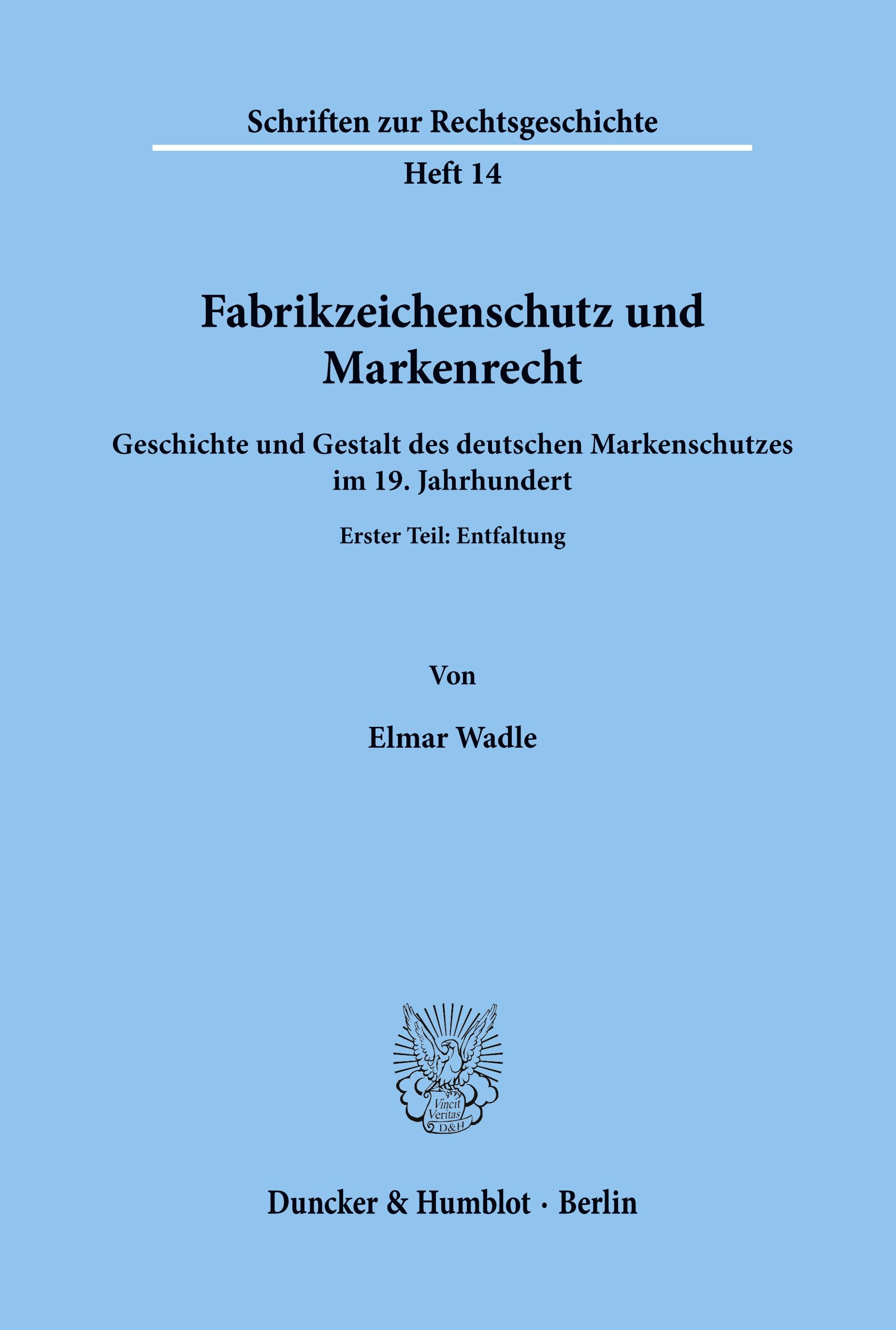 Vorderes Coverbild Fabrikzeichenschutz und Markenrecht.