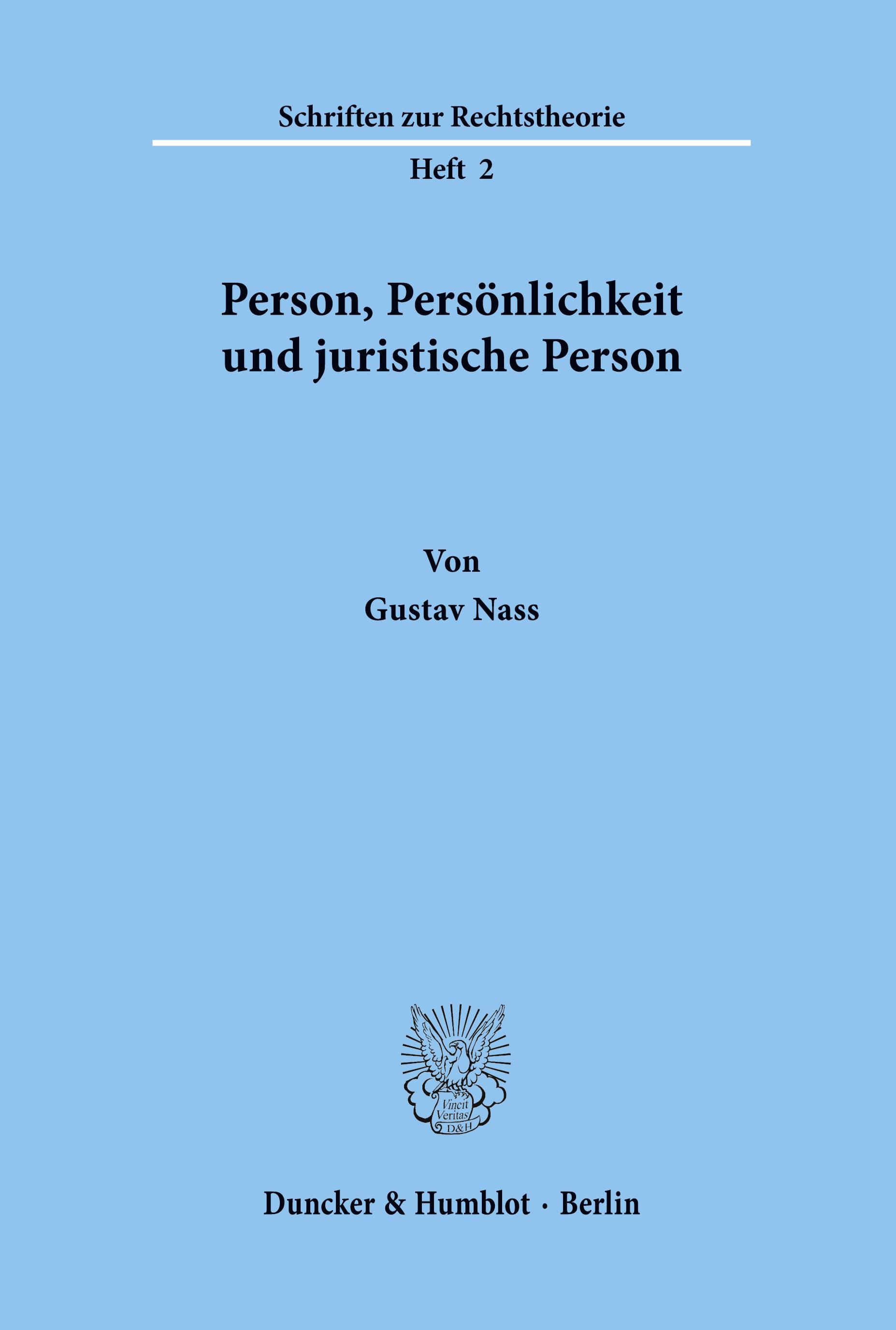 Vorderes Coverbild Person, Persönlichkeit und juristische Person.