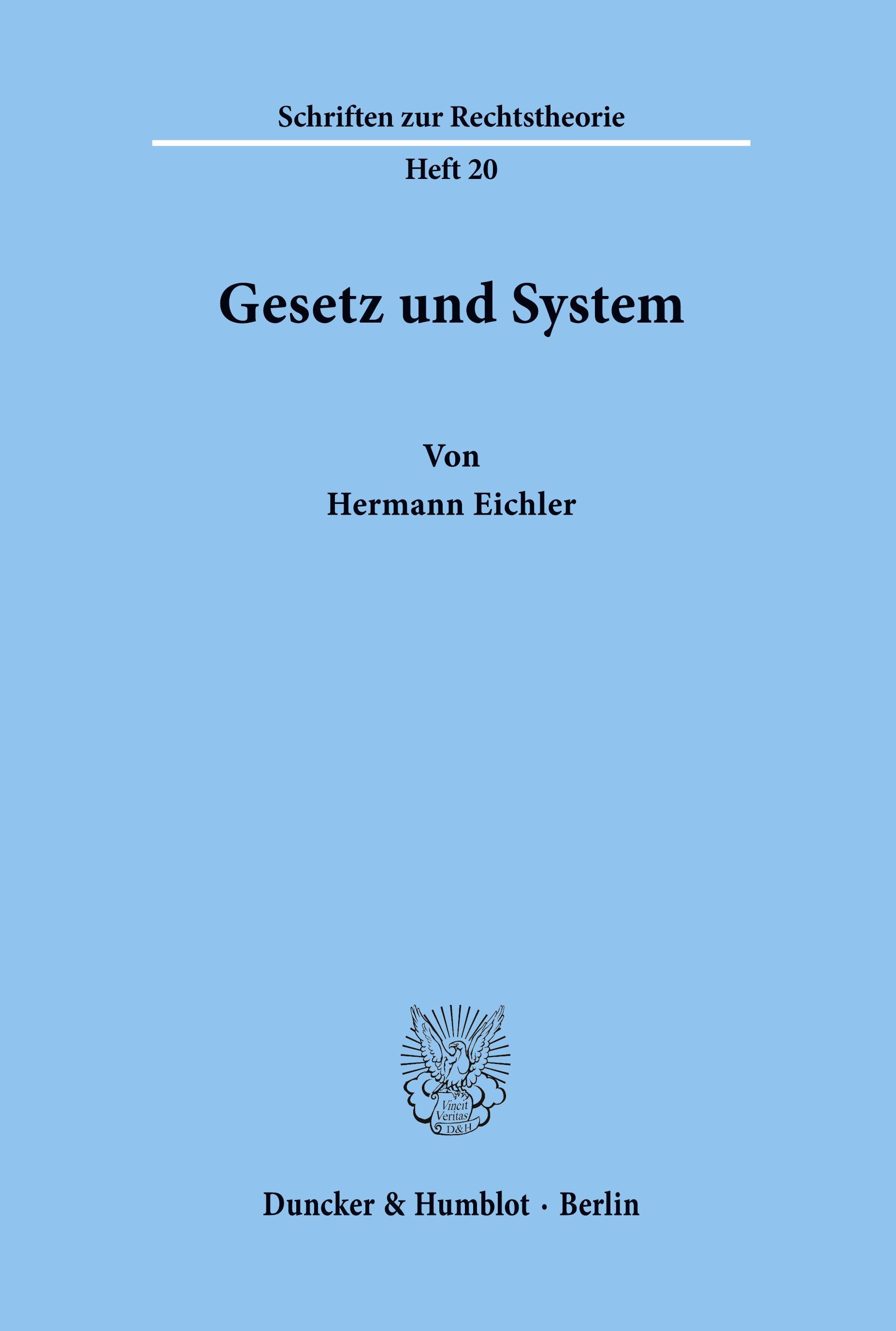 Vorderes Coverbild Gesetz und System.