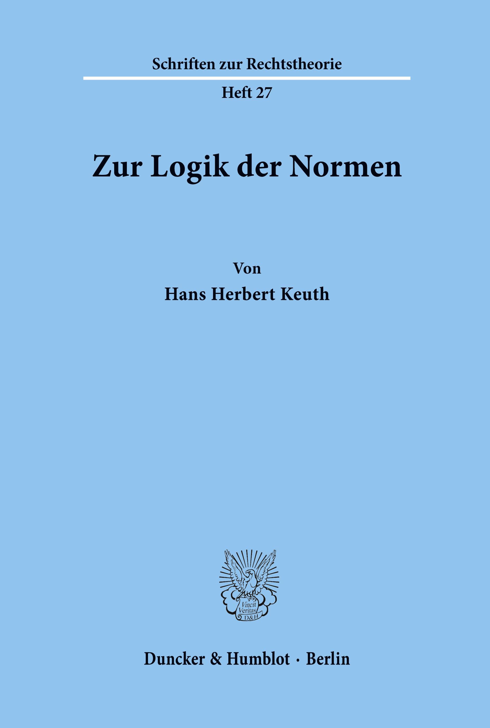 Vorderes Coverbild Zur Logik der Normen.