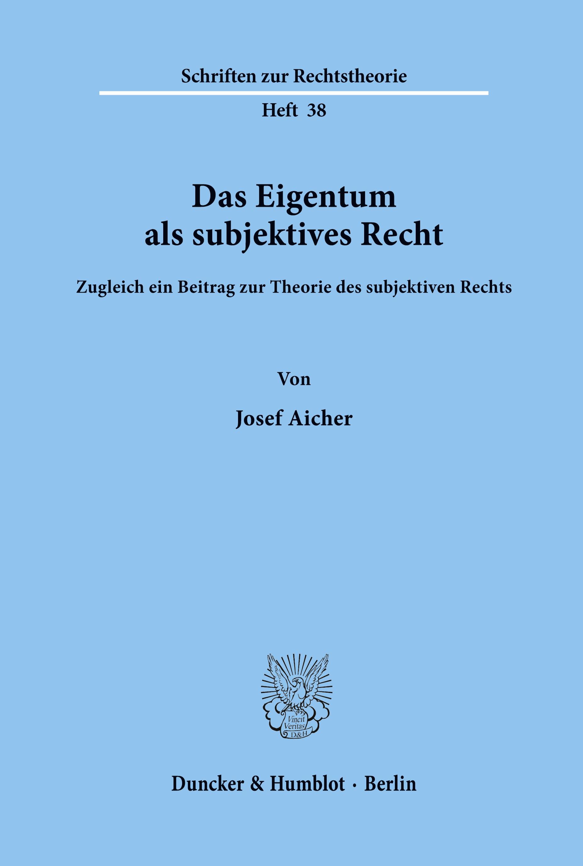 Vorderes Coverbild Das Eigentum als subjektives Recht.