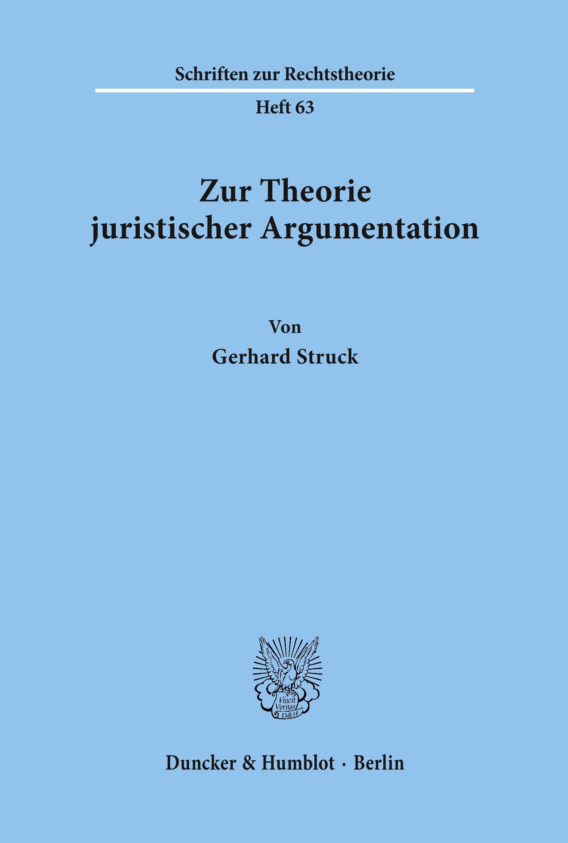 Vorderes Coverbild Zur Theorie juristischer Argumentation.