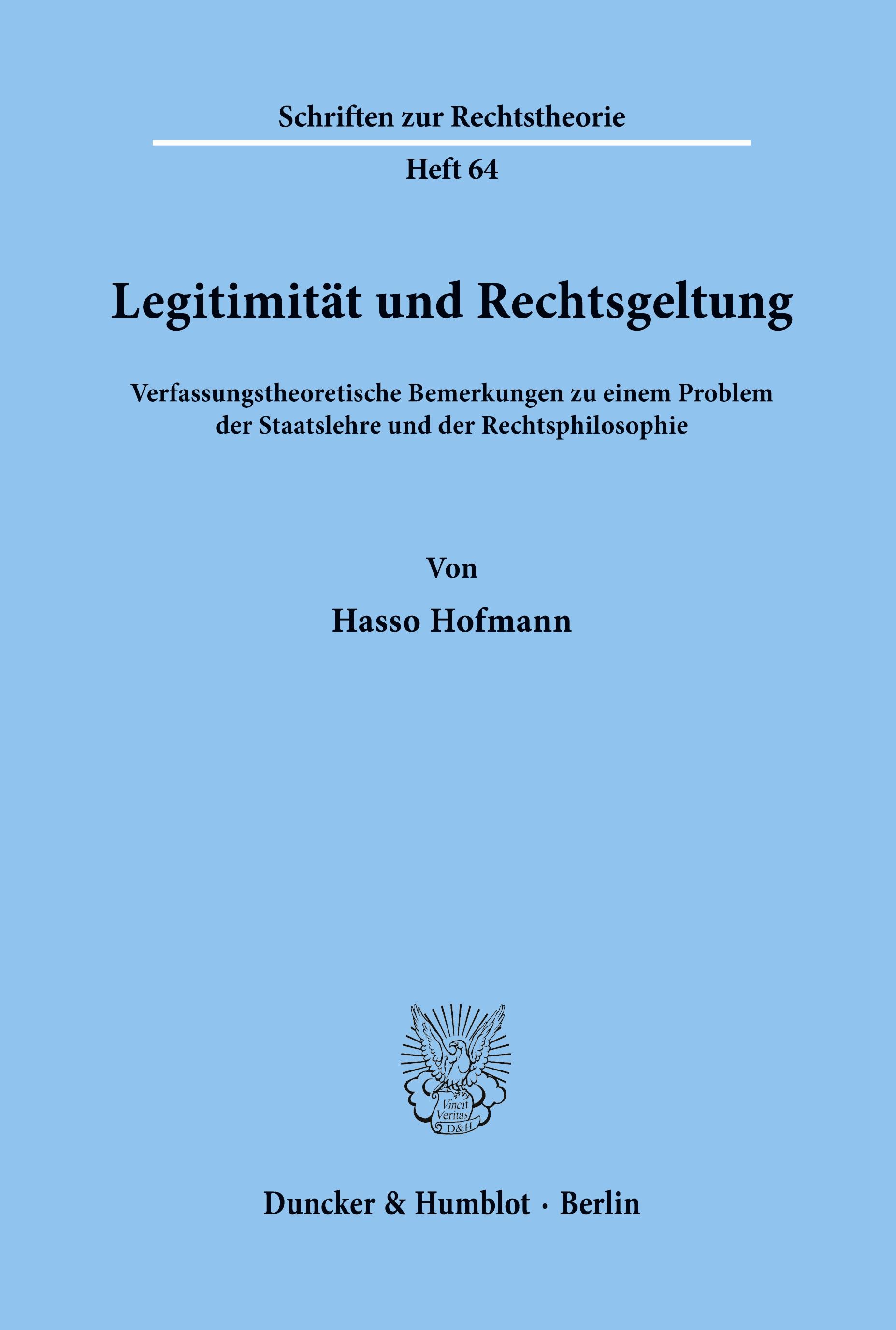 Vorderes Coverbild Legitimität und Rechtsgeltung.