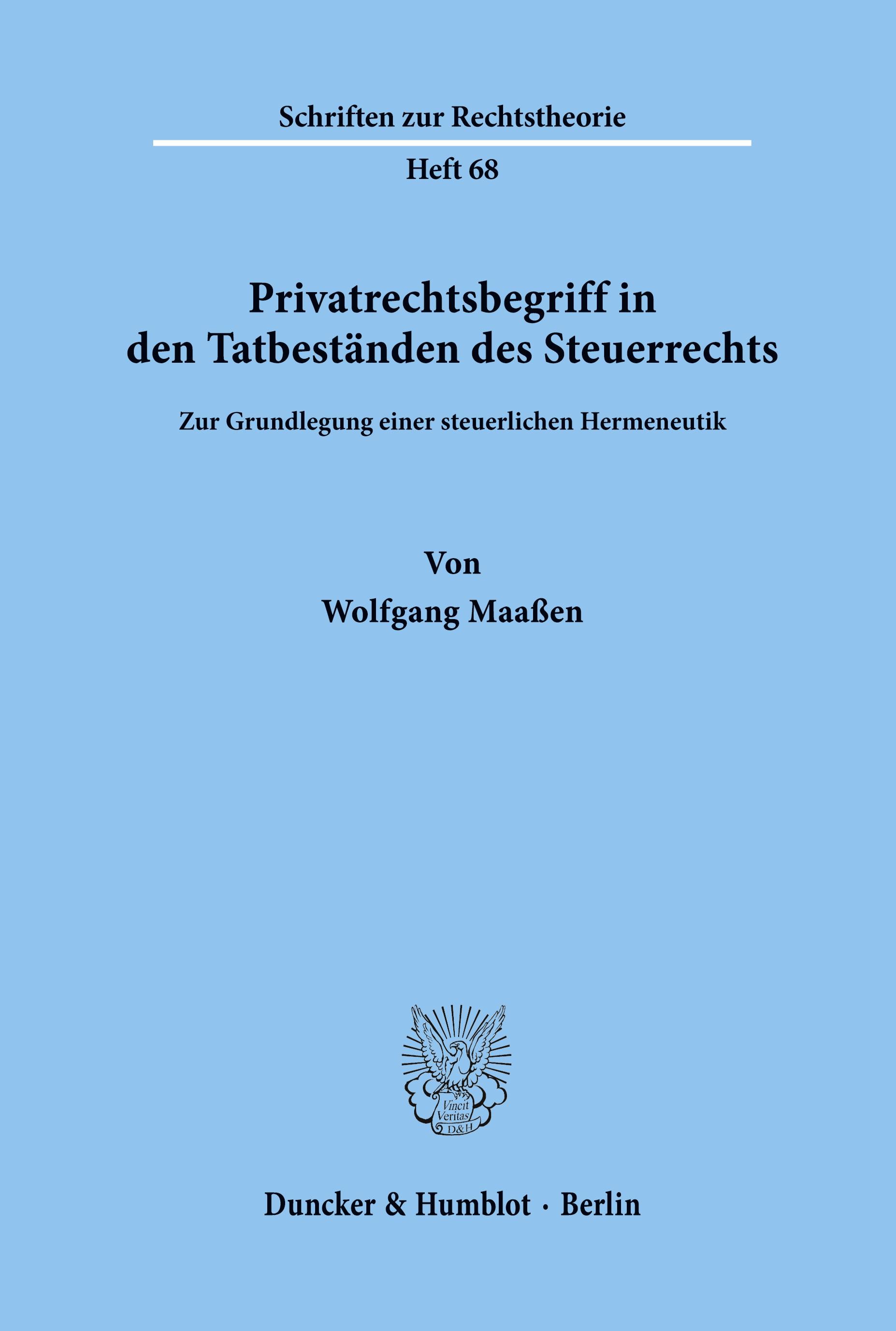 Vorderes Coverbild Privatrechtsbegriff in den Tatbeständen des Steuerrechts.