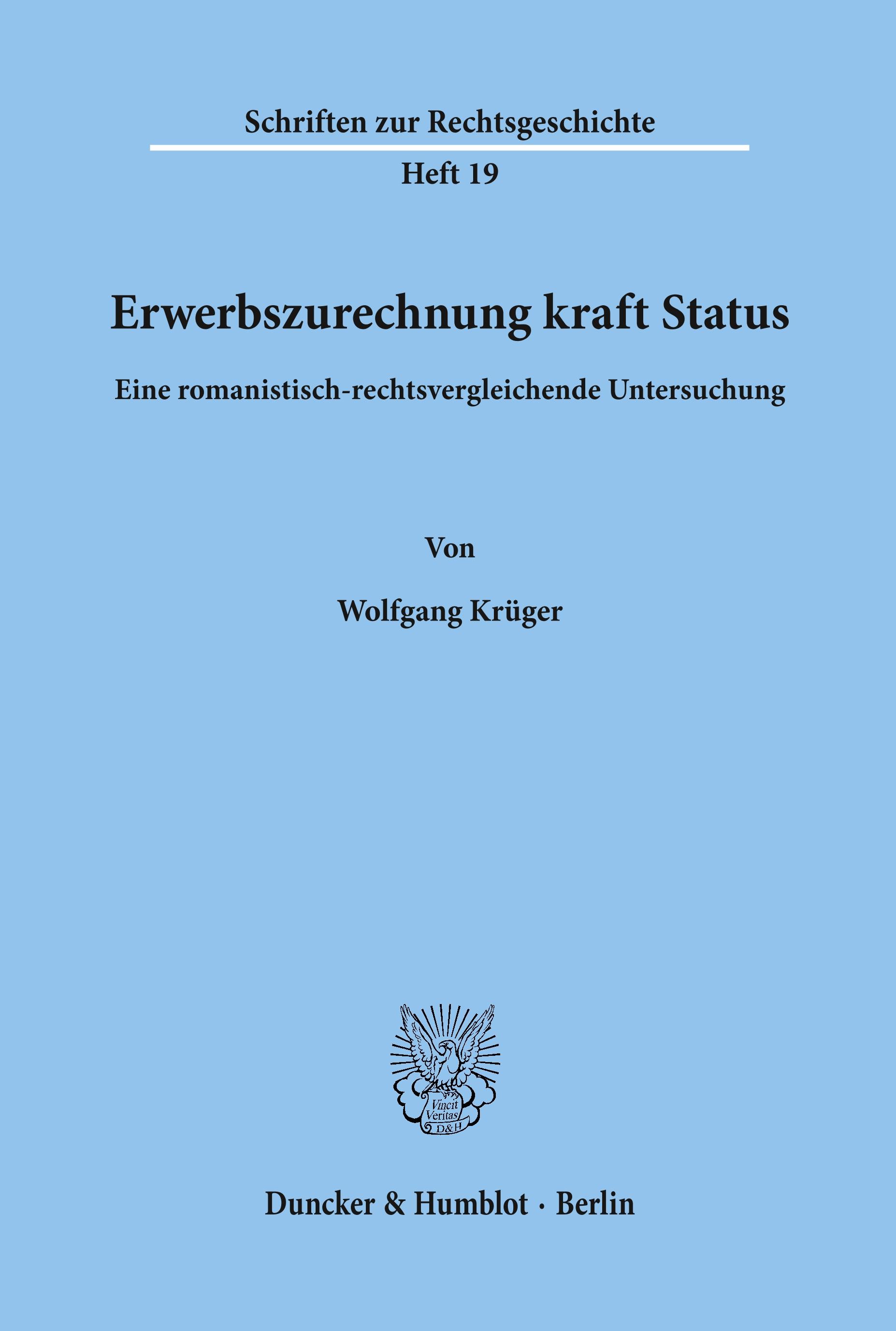 Vorderes Coverbild Erwerbszurechnung kraft Status.
