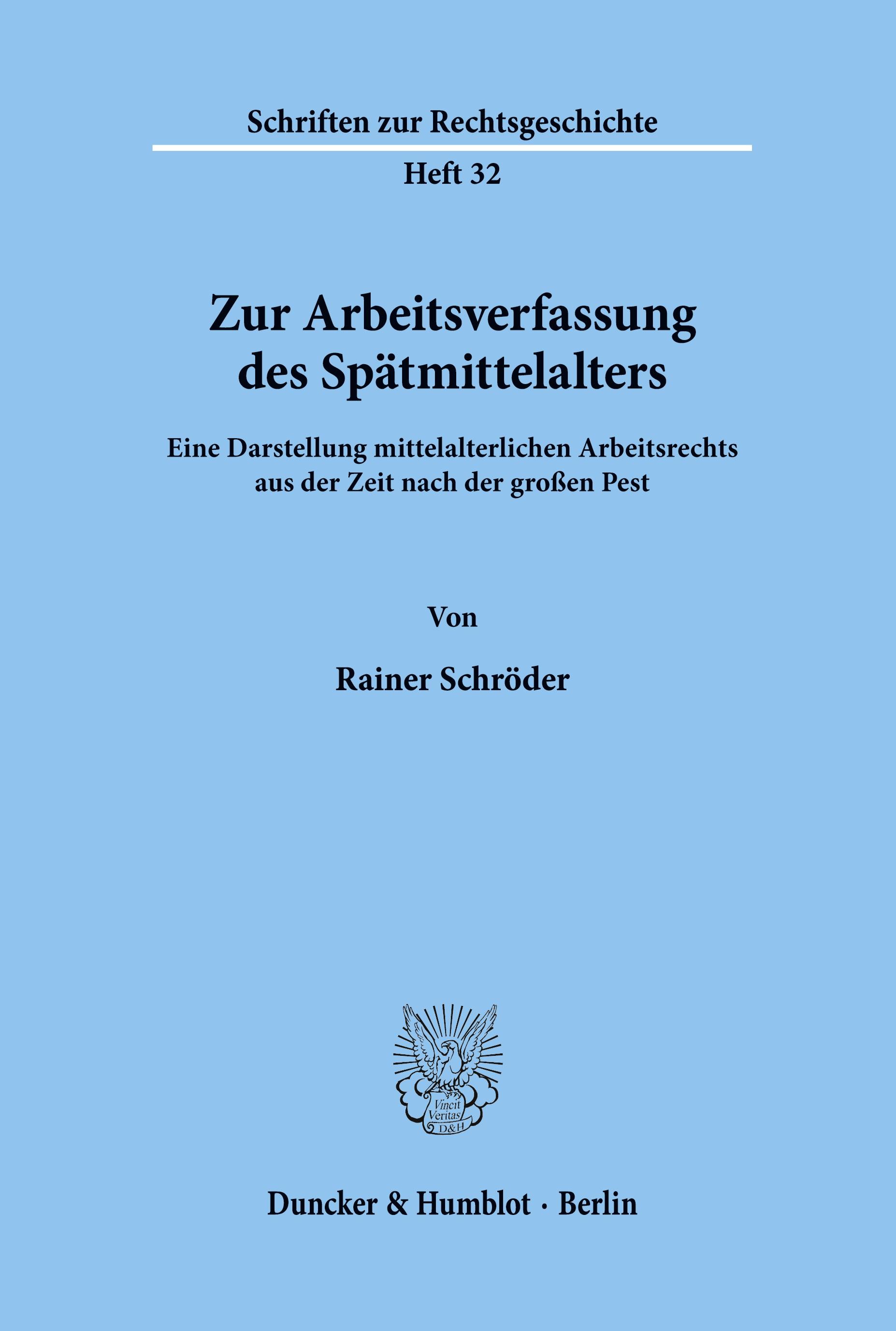 Vorderes Coverbild Zur Arbeitsverfassung des Spätmittelalters.