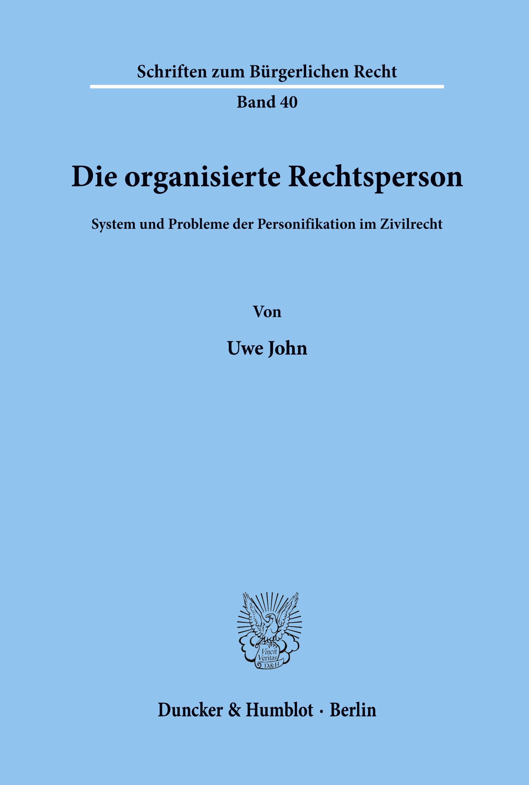 Vorderes Coverbild Die organisierte Rechtsperson.