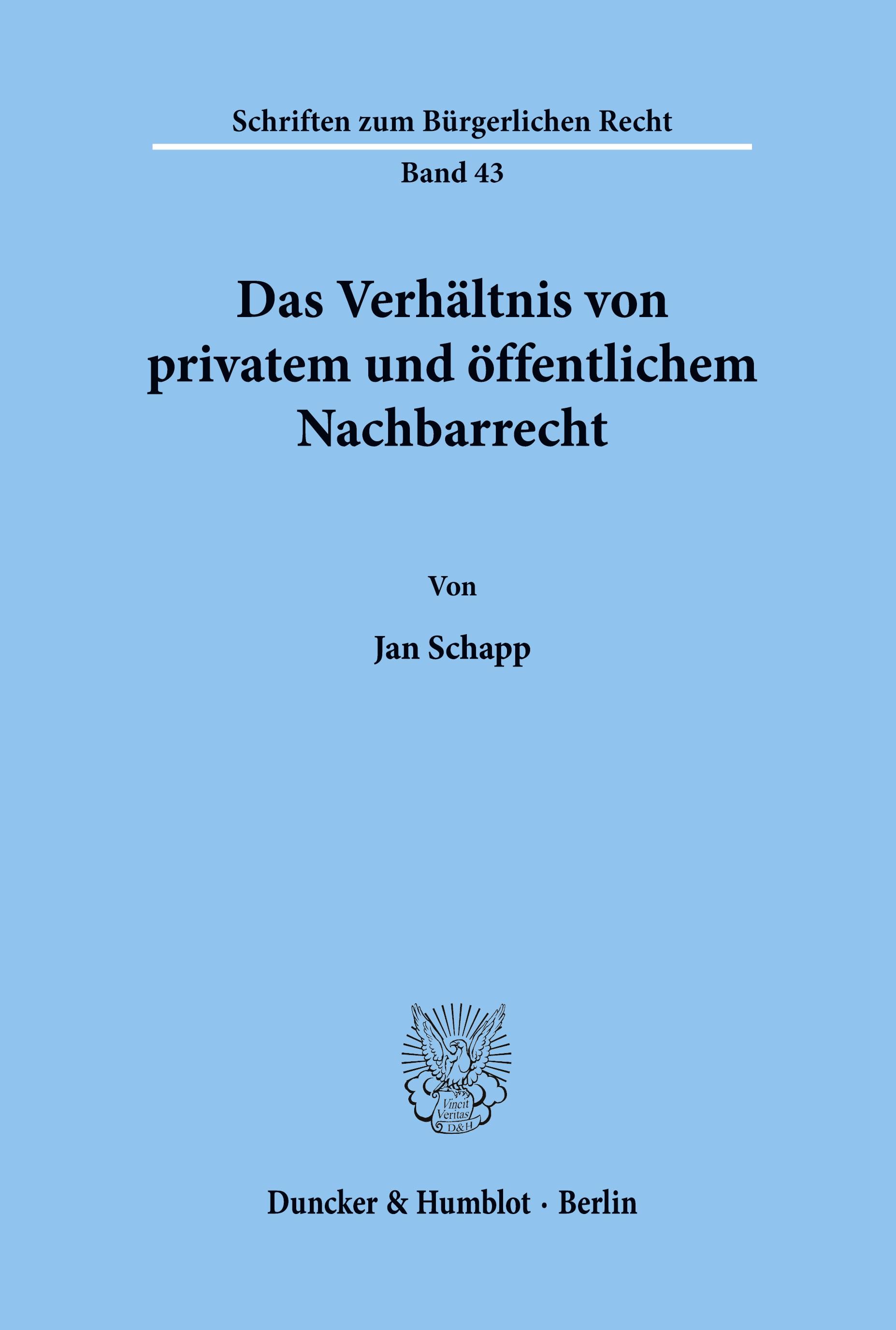 Vorderes Coverbild Das Verhältnis von privatem und öffentlichem Nachbarrecht.